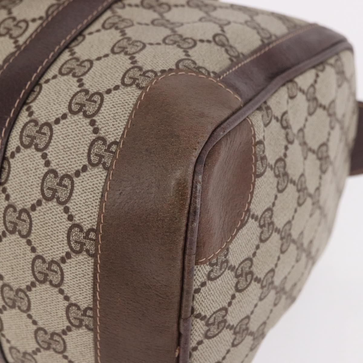 GUCCI GG Supreme Web Sherry Line Boston Bag PVC Beige Gold Auth ka5081