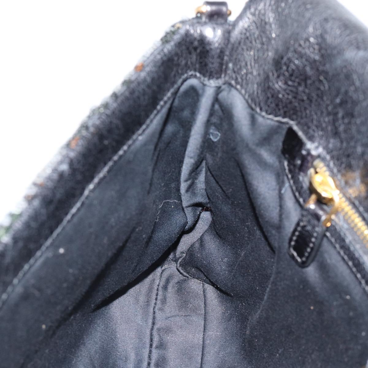Miu Miu Shoulder Bag Sequin Black Gold Auth ka5086M