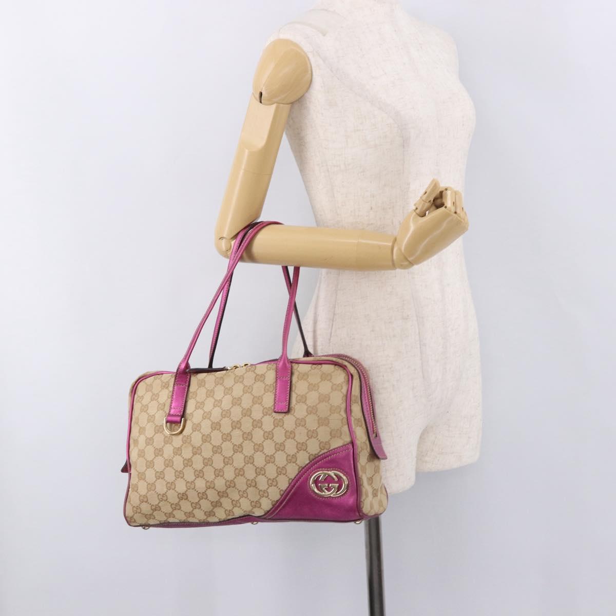 GUCCI GG Canvas Tote Bag Beige Gold 169971 Auth ka5096