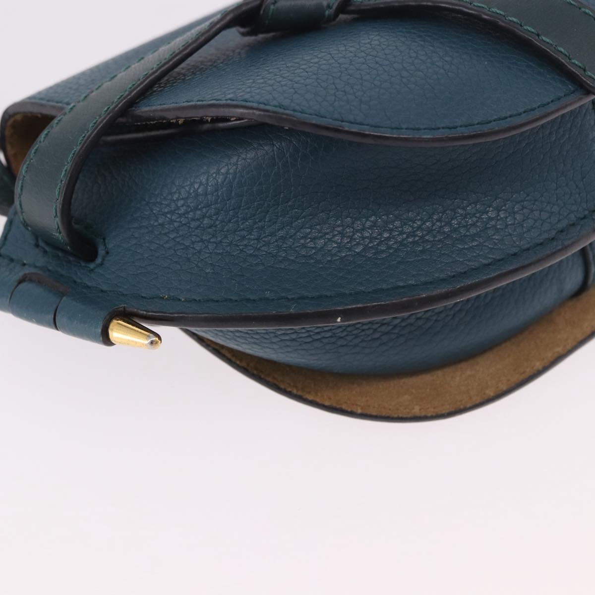 LOEWE Anagram Shoulder Bag Leather Blue Auth ka5108A