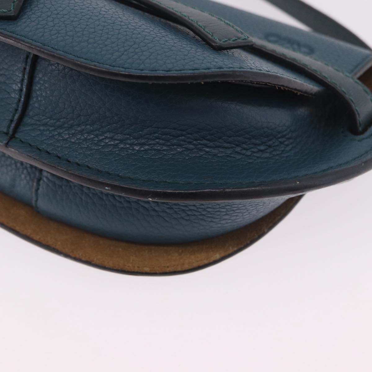 LOEWE Anagram Shoulder Bag Leather Blue Auth ka5108A
