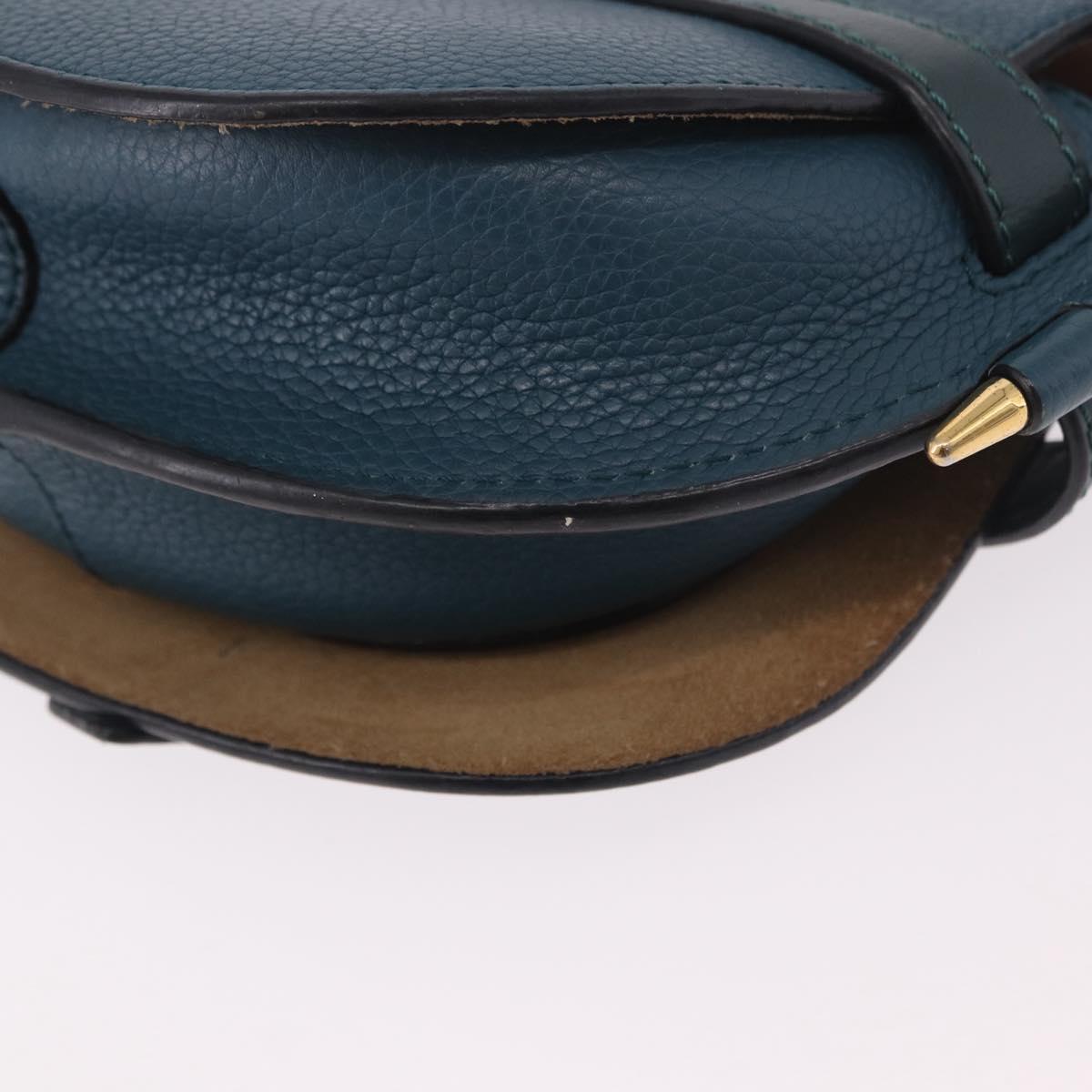 LOEWE Anagram Shoulder Bag Leather Blue Auth ka5108A