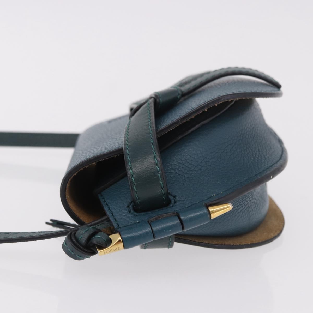 LOEWE Anagram Shoulder Bag Leather Blue Auth ka5108A