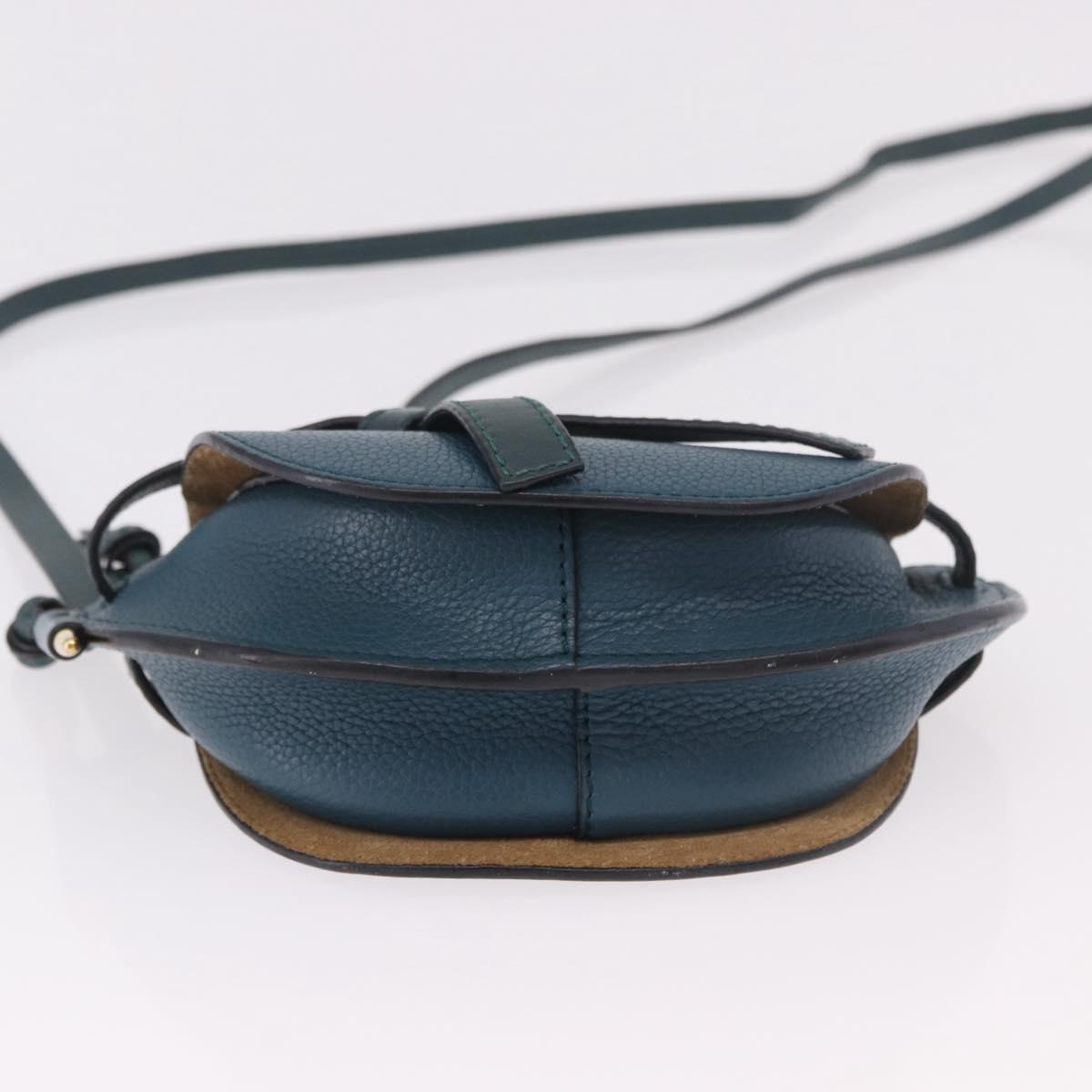 LOEWE Anagram Shoulder Bag Leather Blue Auth ka5108A