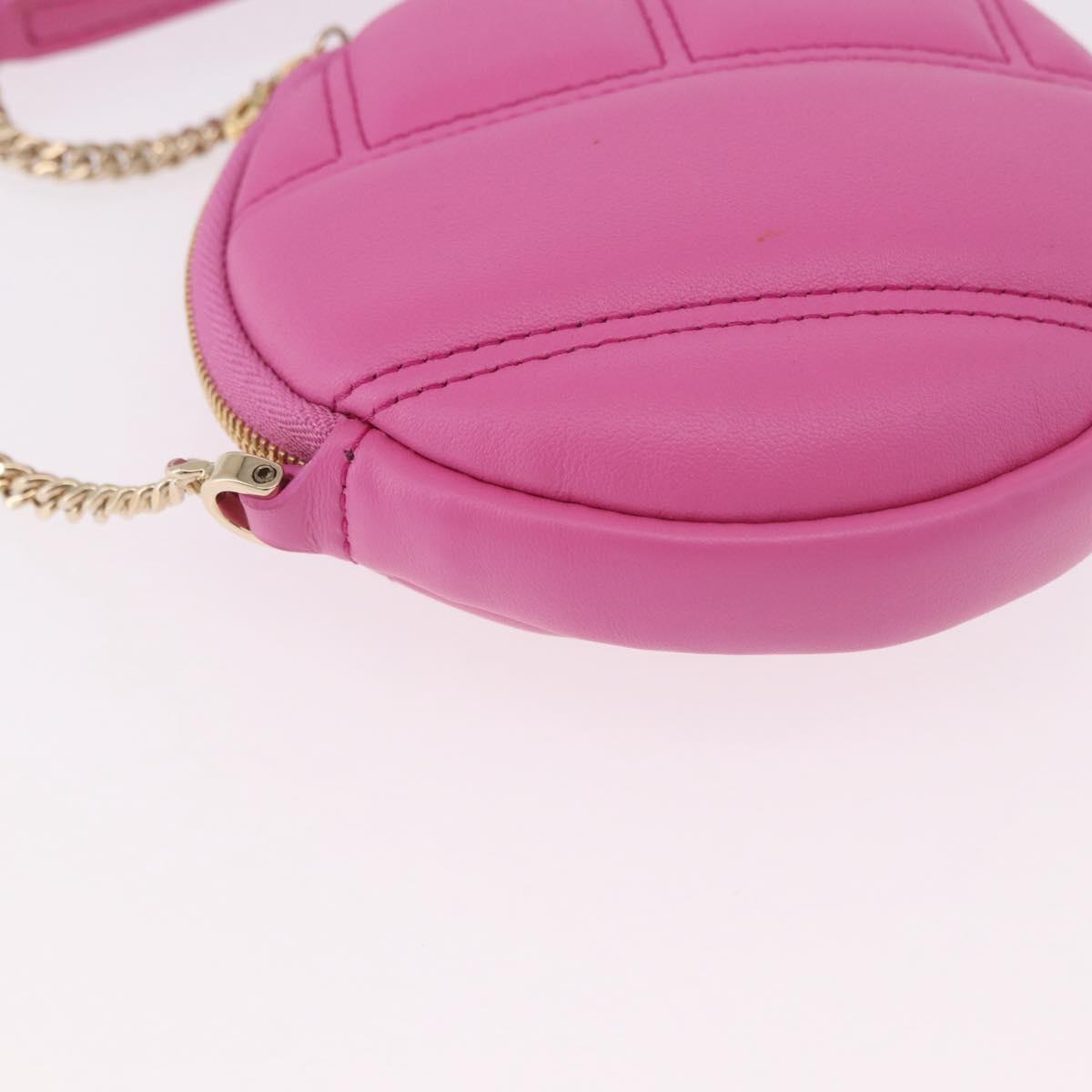 BVLGARI Shoulder Bag Leather Pink Gold Auth ka5109M