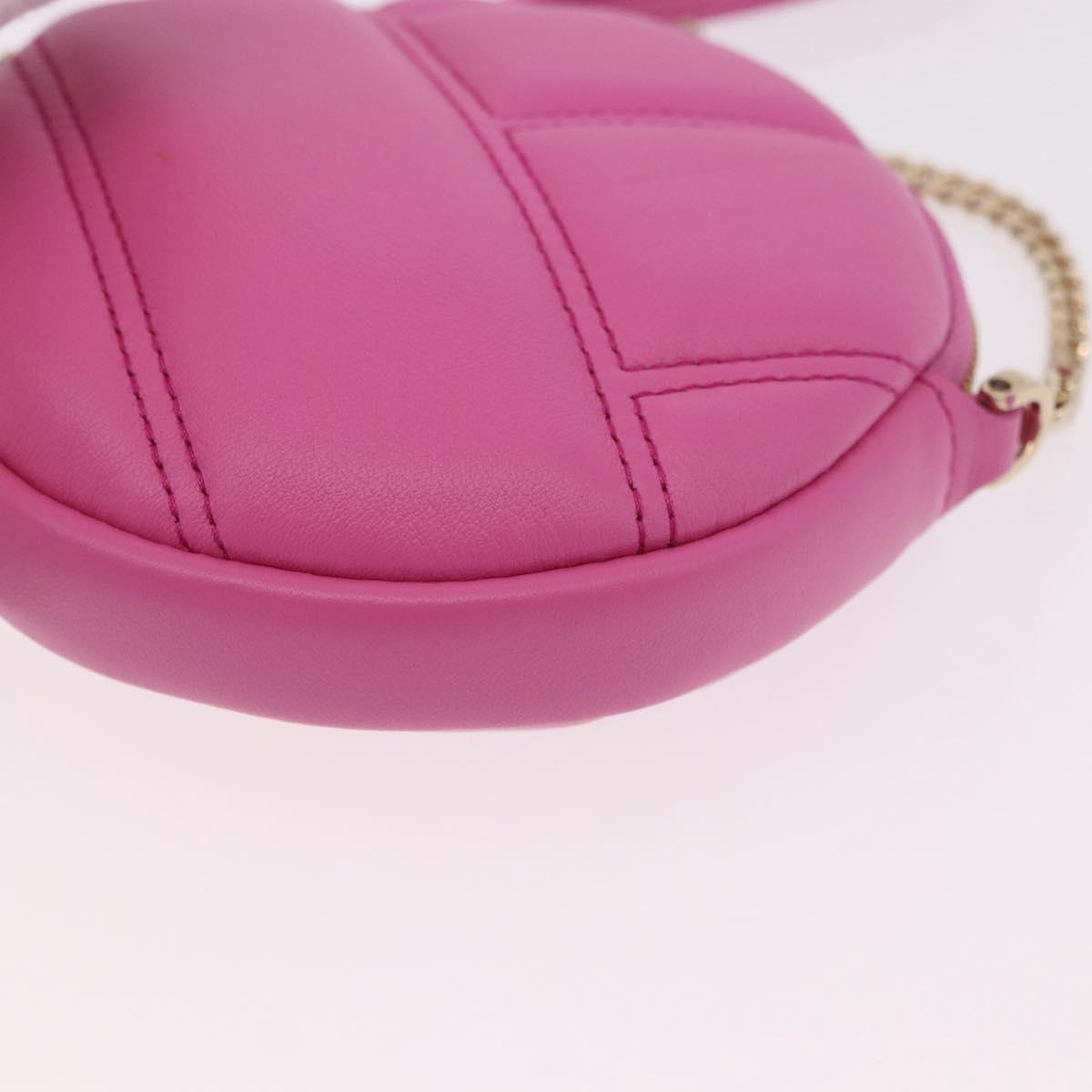 BVLGARI Shoulder Bag Leather Pink Gold Auth ka5109M