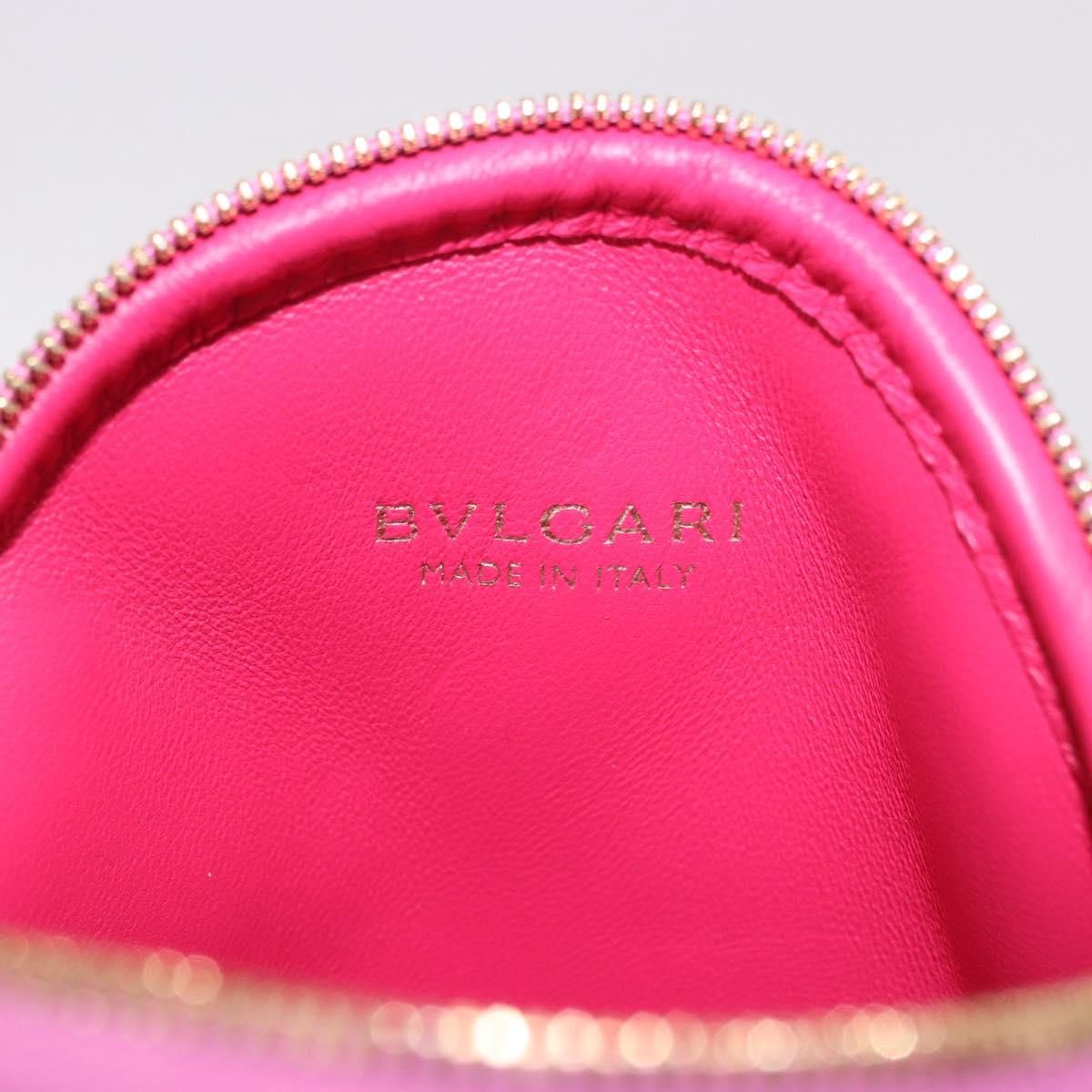 BVLGARI Shoulder Bag Leather Pink Gold Auth ka5109M