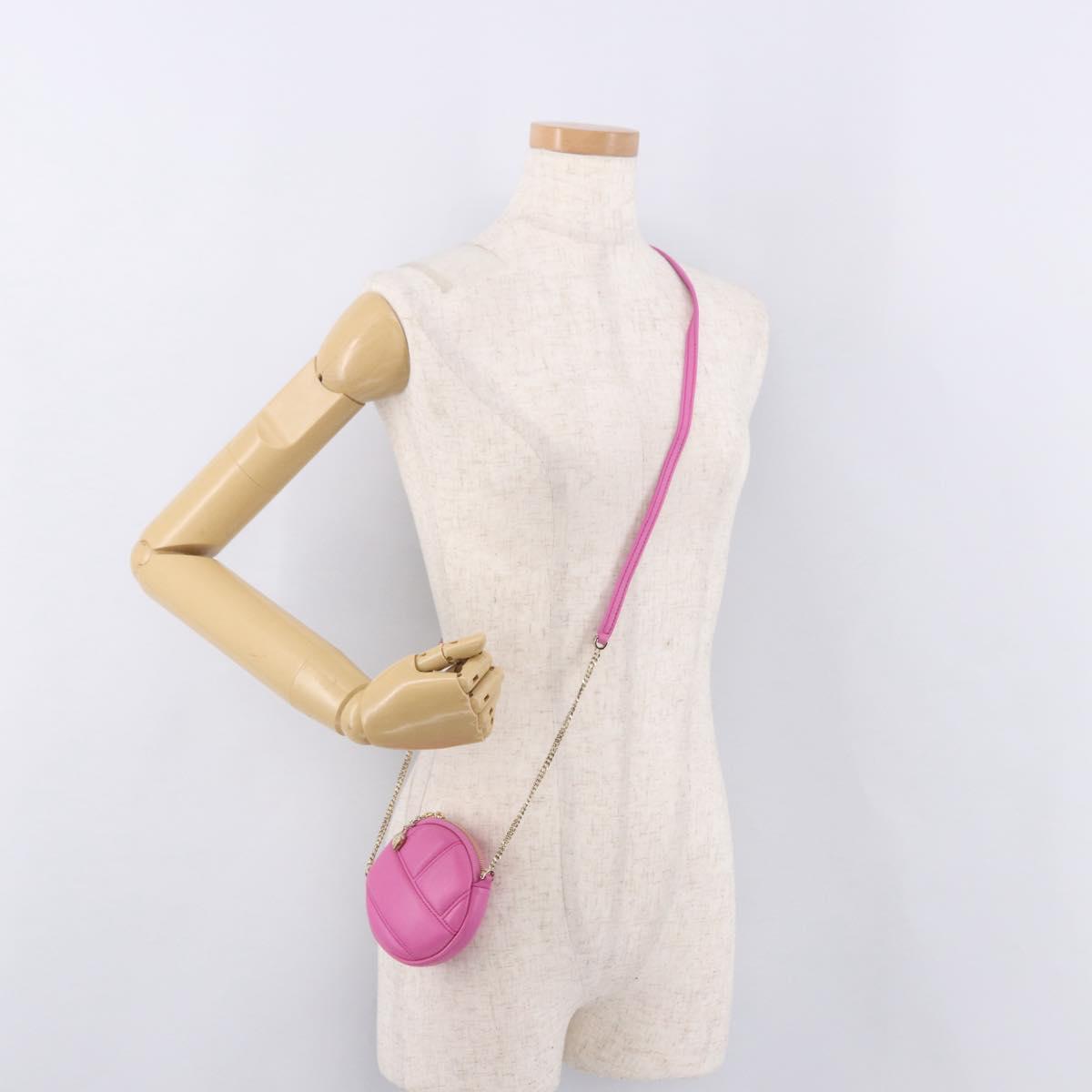 BVLGARI Shoulder Bag Leather Pink Gold Auth ka5109M