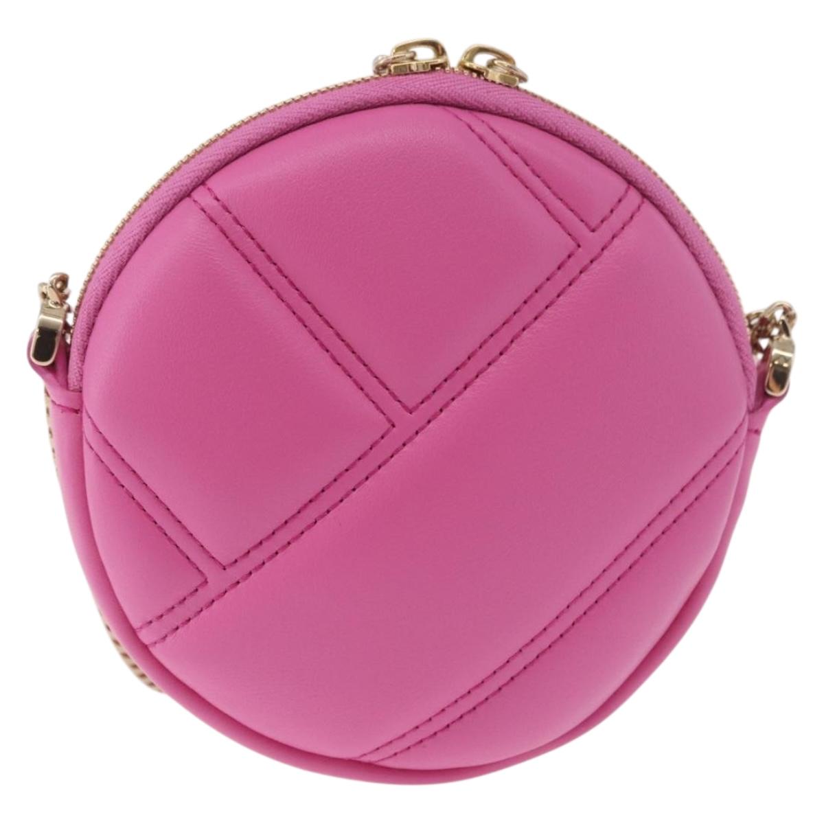 BVLGARI Shoulder Bag Leather Pink Gold Auth ka5109M