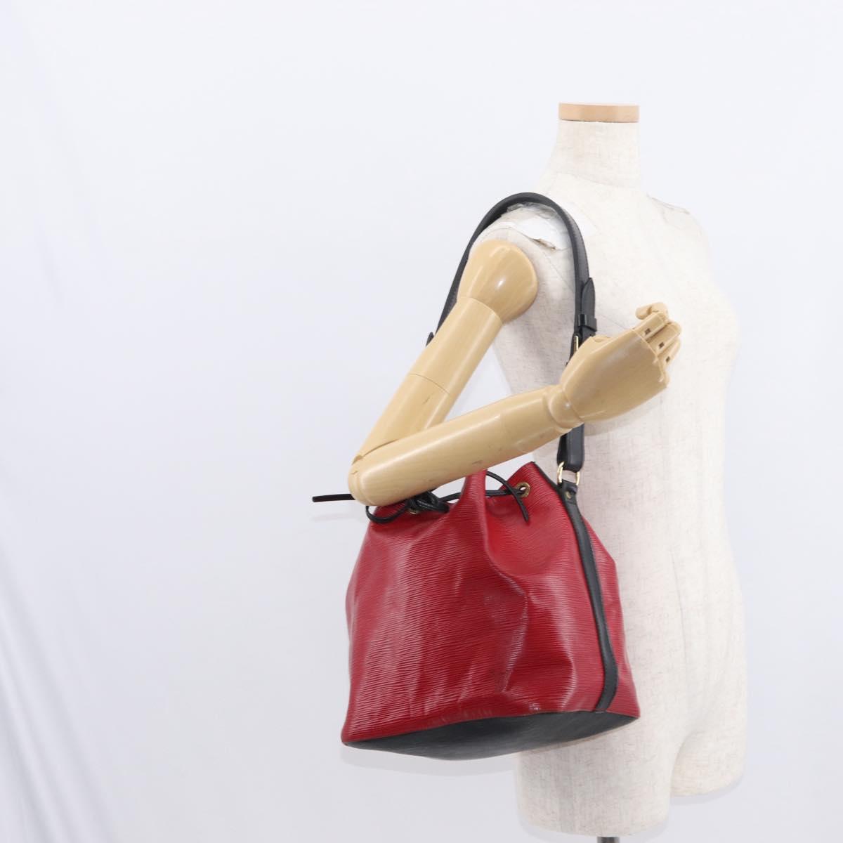 LOUIS VUITTON Epi Petit Noe Shoulder Bag Bicolor Black Red M44017 LV Auth ka511