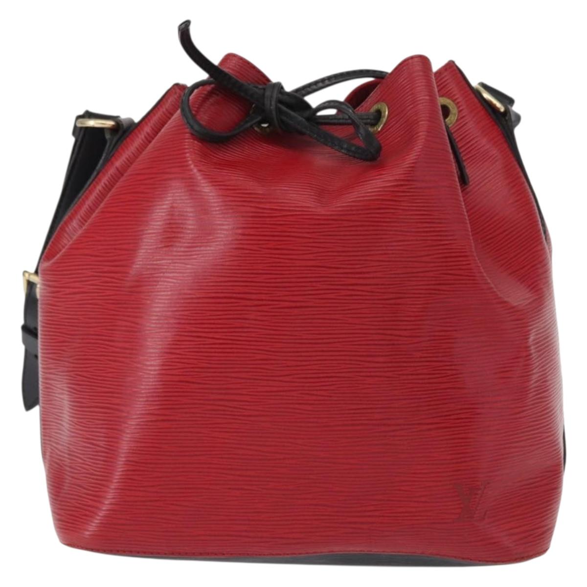 LOUIS VUITTON Epi Petit Noe Shoulder Bag Bicolor Black Red M44017 LV Auth ka511