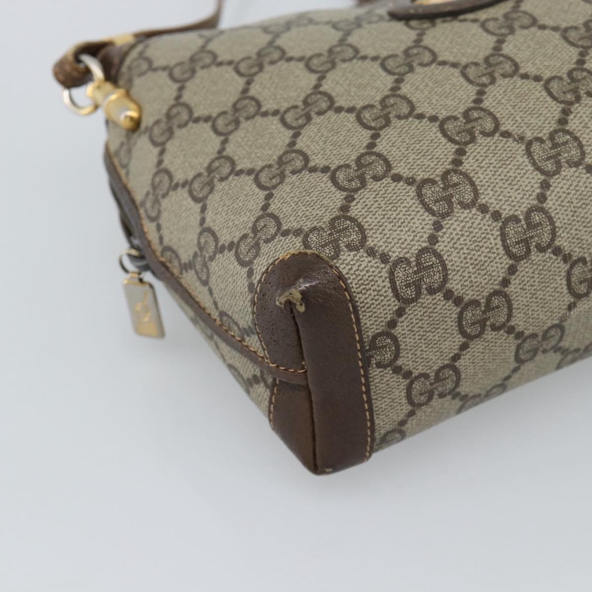 GUCCI GG Supreme Shoulder Bag PVC Leather Beige Gold 007 39 4916 Auth ka5111