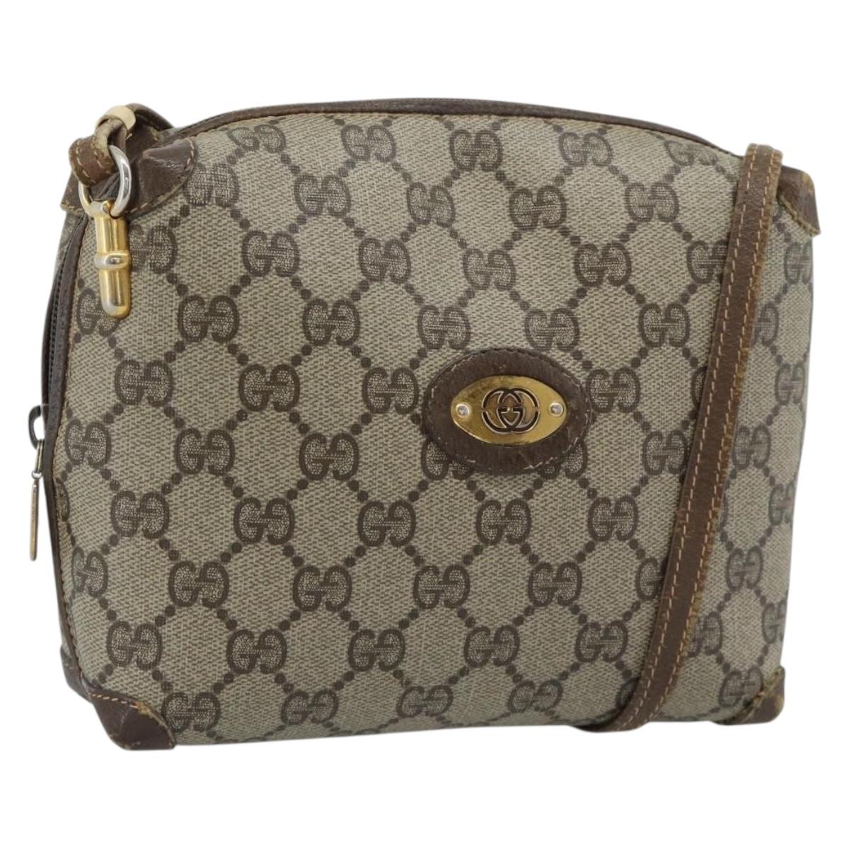 GUCCI GG Supreme Shoulder Bag PVC Leather Beige Gold 007 39 4916 Auth ka5111