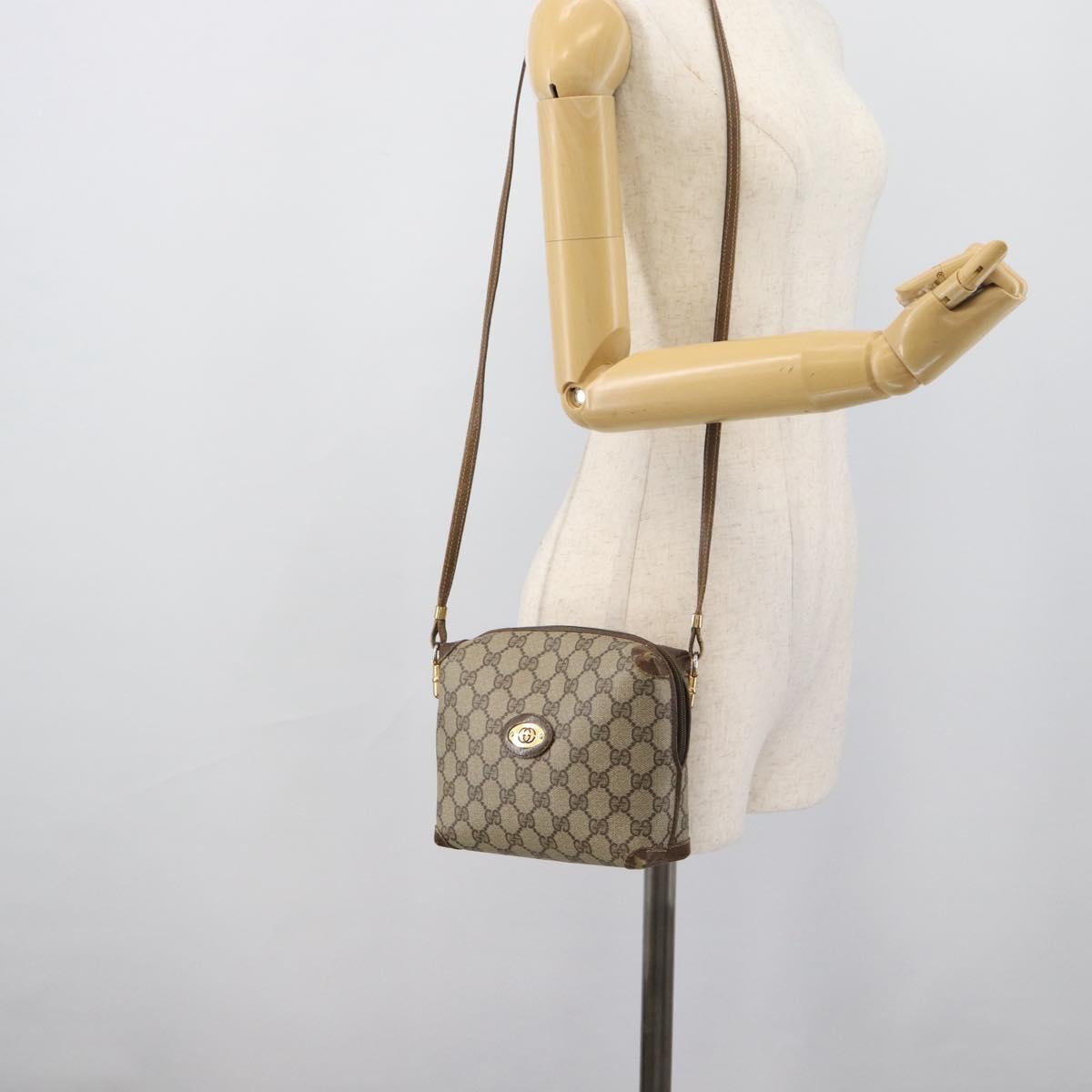 GUCCI GG Supreme Shoulder Bag PVC Leather Beige Gold 007 39 4916 Auth ka5111