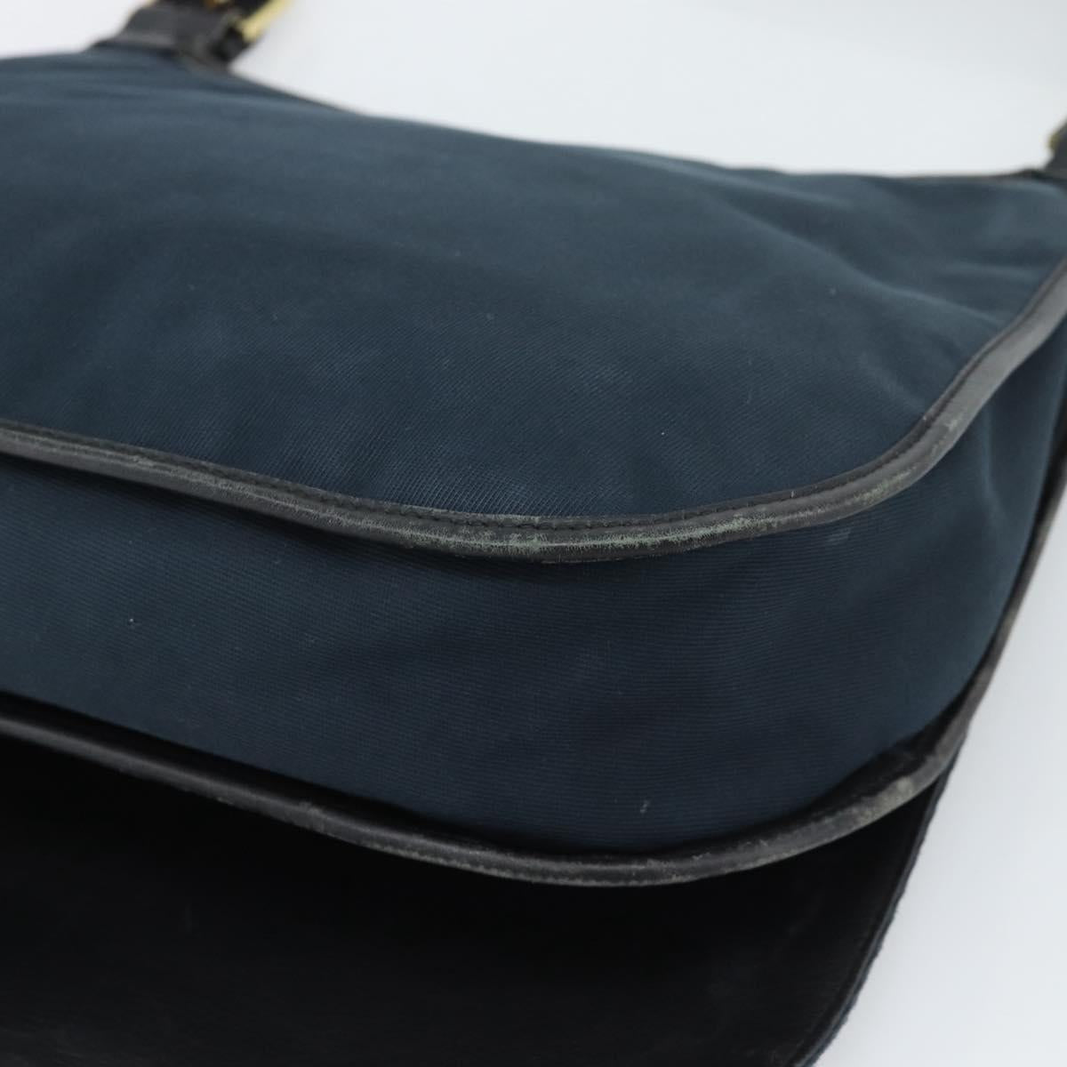 GUCCI Shoulder Bag Canvas Navy Gold 90669 Auth ka5112