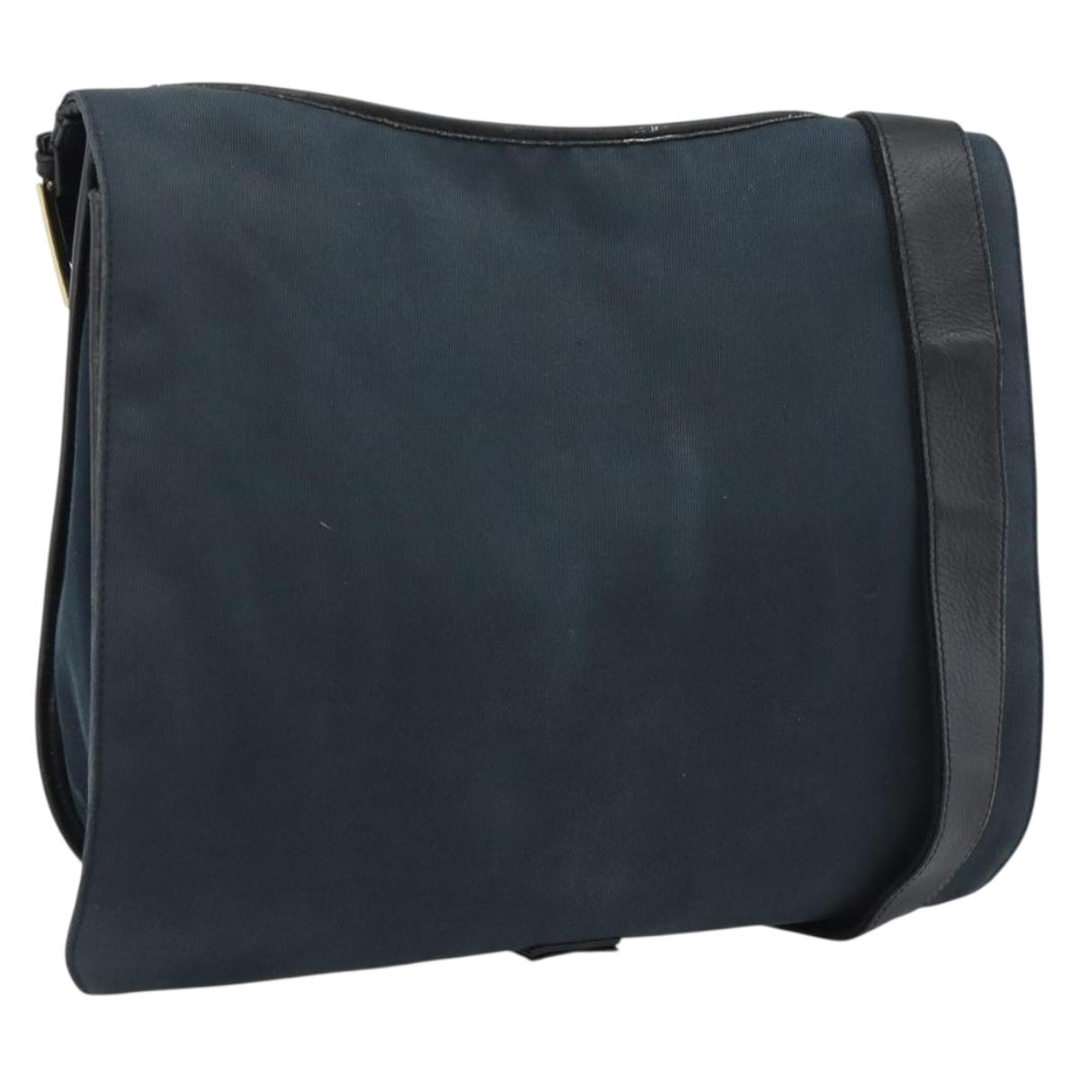 GUCCI Shoulder Bag Canvas Navy Gold 90669 Auth ka5112