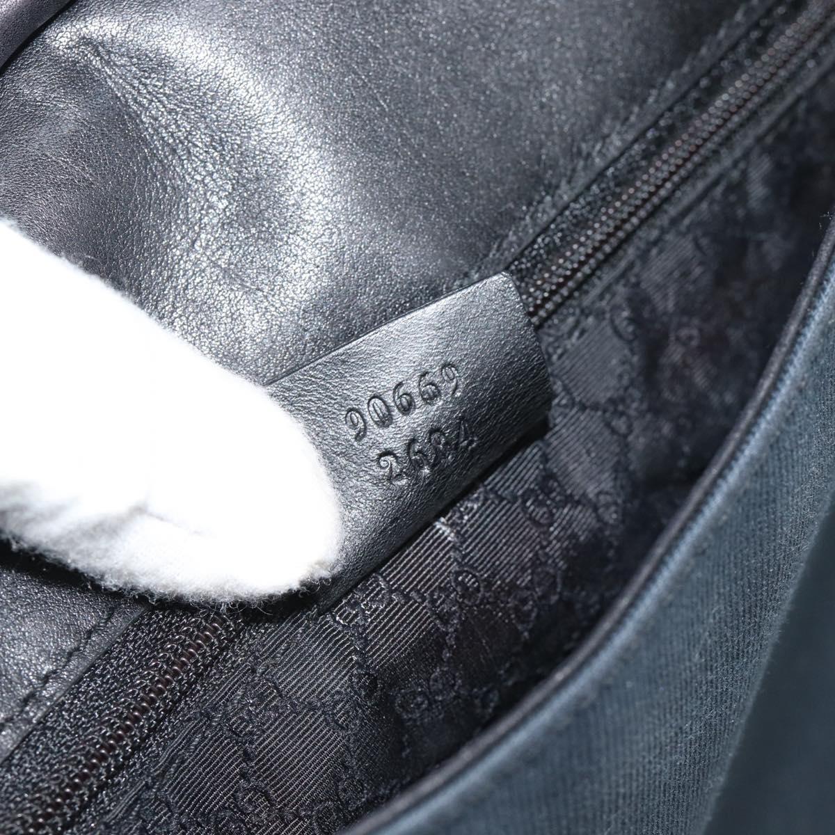 GUCCI Shoulder Bag Canvas Navy Gold 90669 Auth ka5112