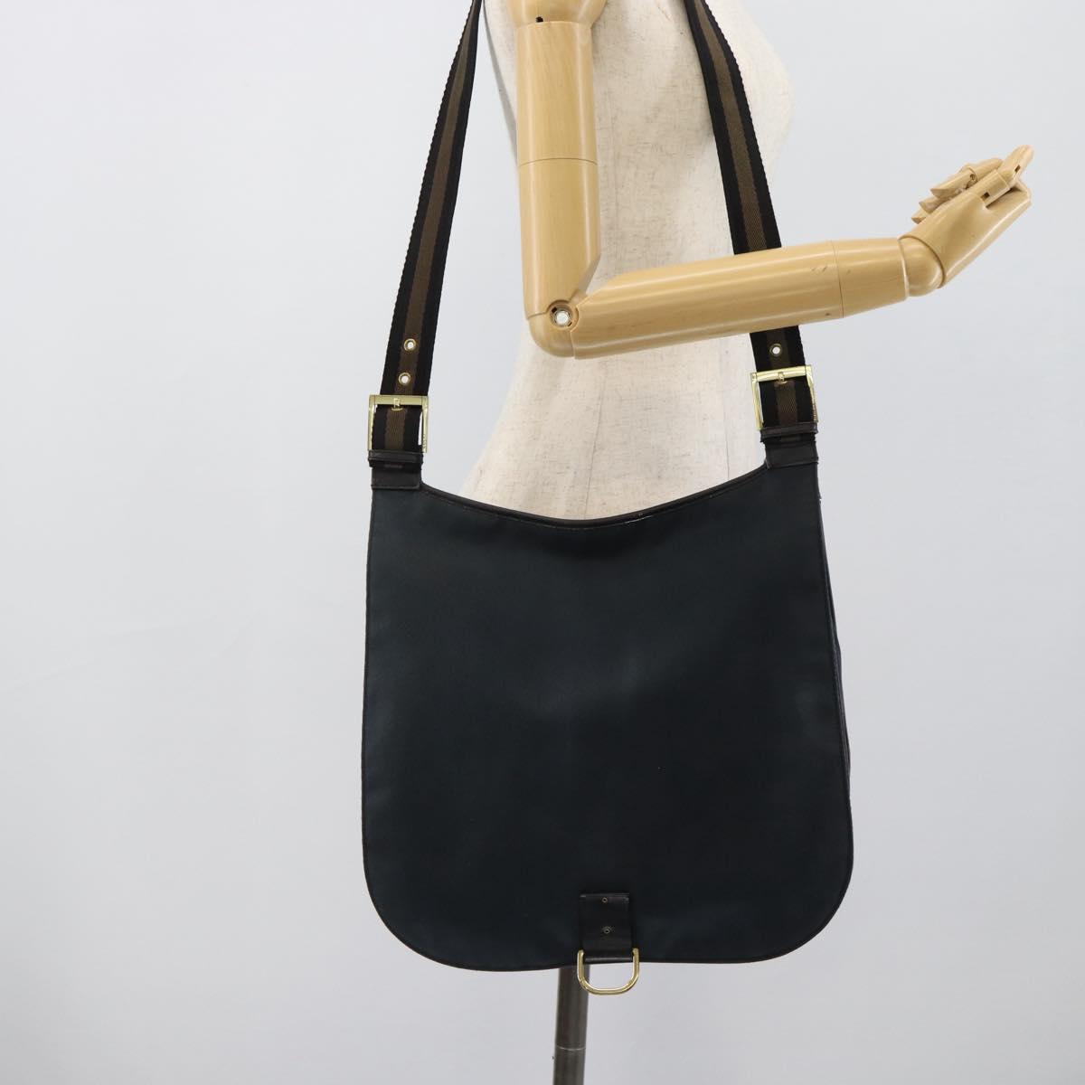 GUCCI Shoulder Bag Canvas Navy Gold 90669 Auth ka5112