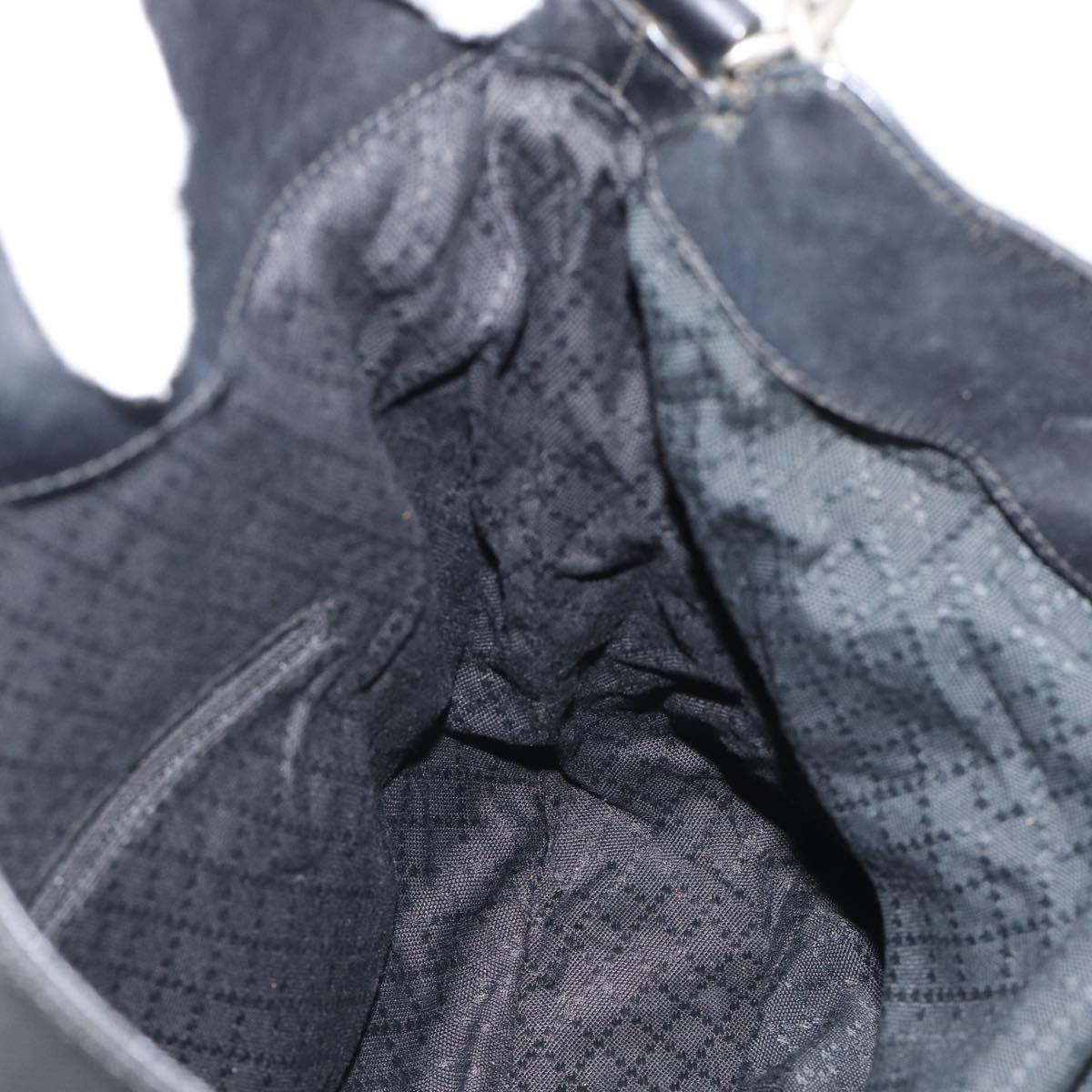GUCCI Bamboo Hand Bag Canvas Black Silver 001 1553 Auth ka5114
