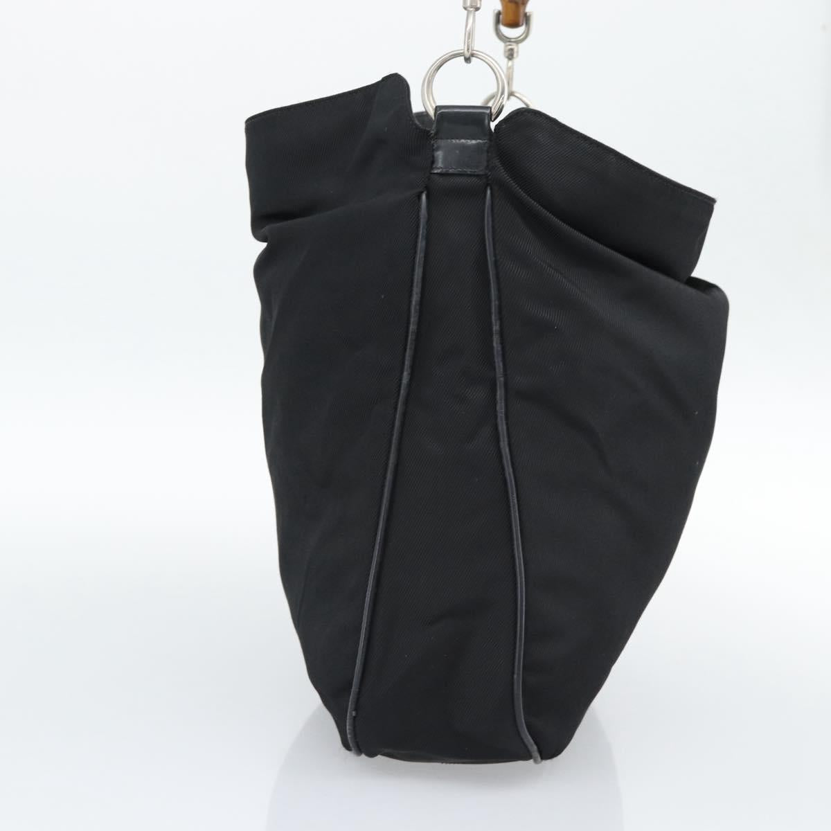 GUCCI Bamboo Hand Bag Canvas Black Silver 001 1553 Auth ka5114