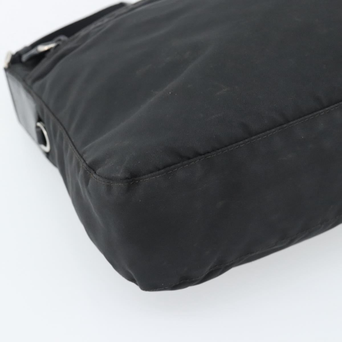 PRADA Nylon Shoulder Bag Black Silver Auth ka5115