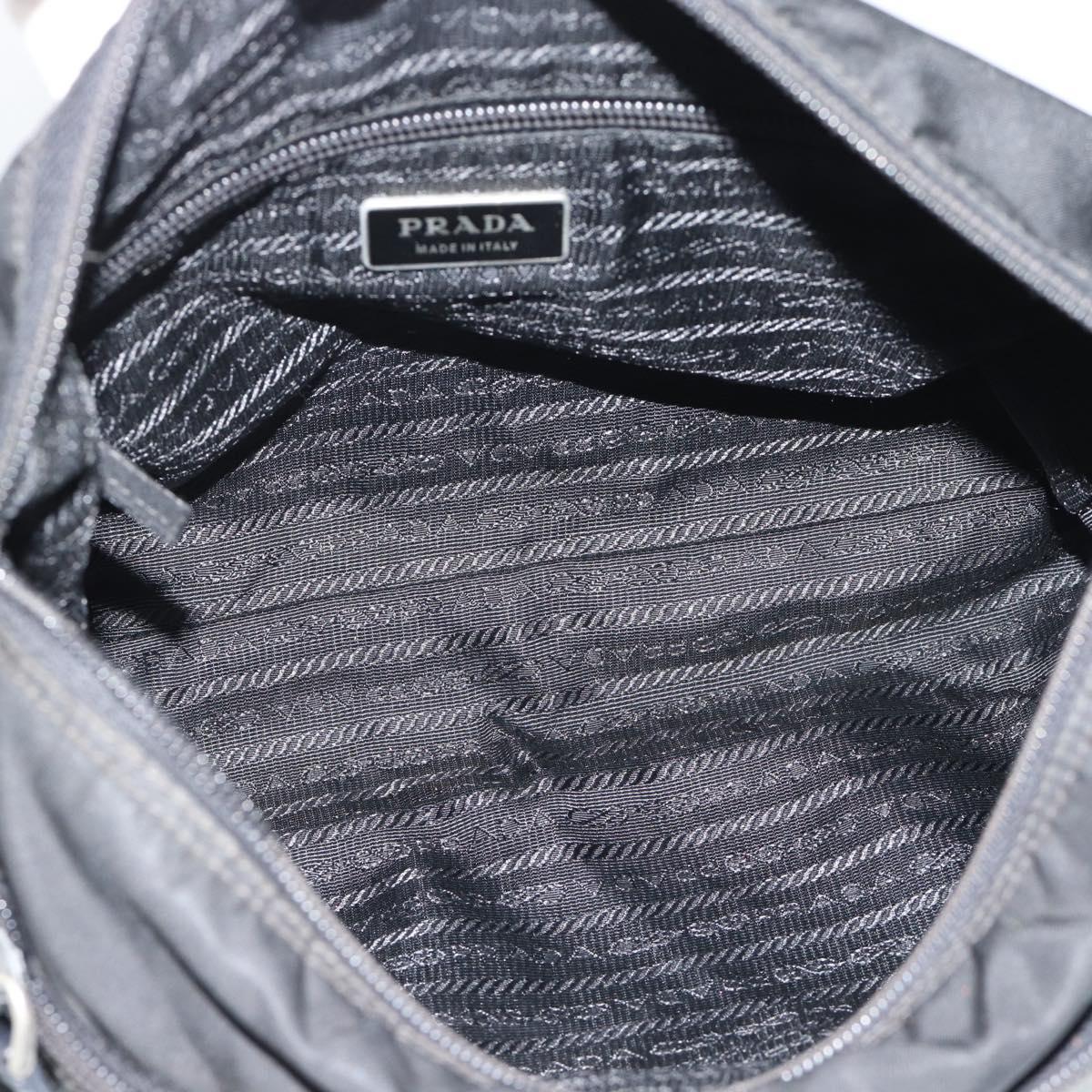 PRADA Nylon Shoulder Bag Black Silver Auth ka5115
