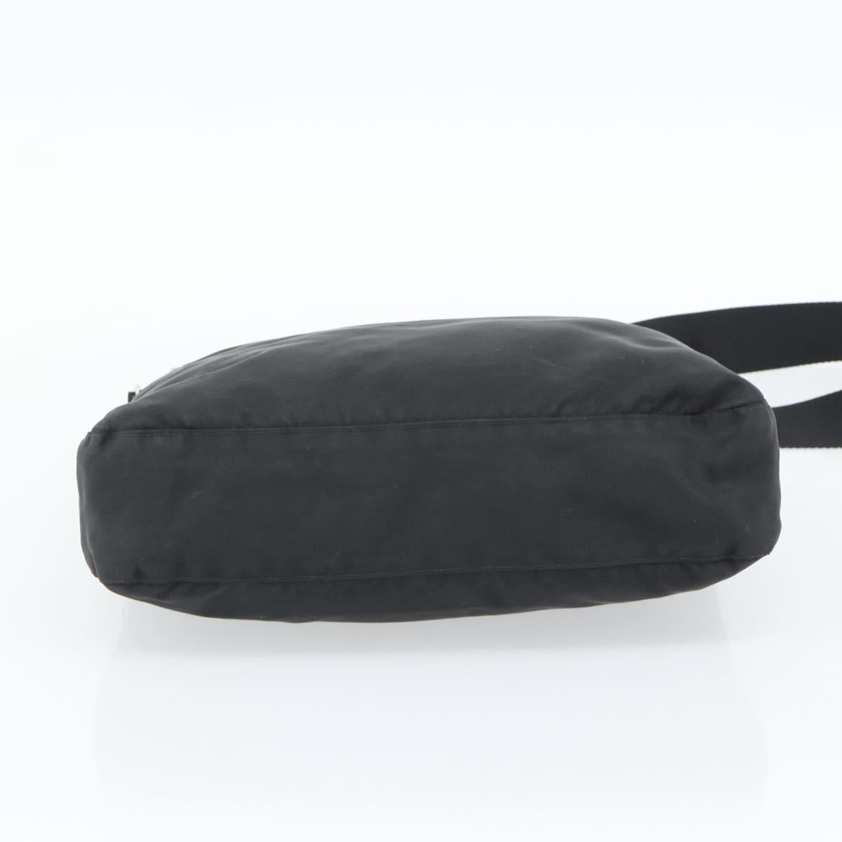 PRADA Nylon Shoulder Bag Black Silver Auth ka5115