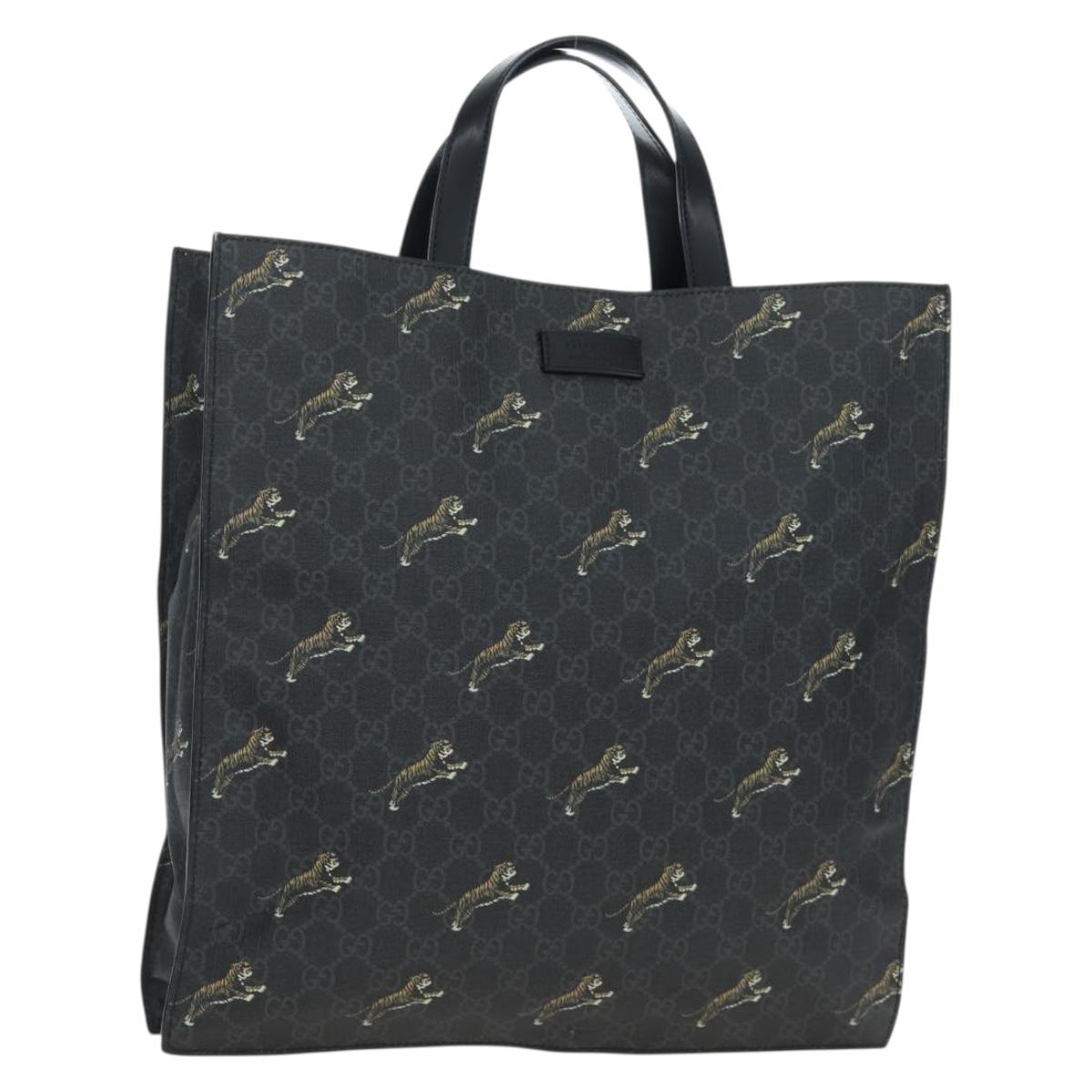 GUCCI GG Supreme Tote Bag PVC Leather Black 495559 Auth ka5117