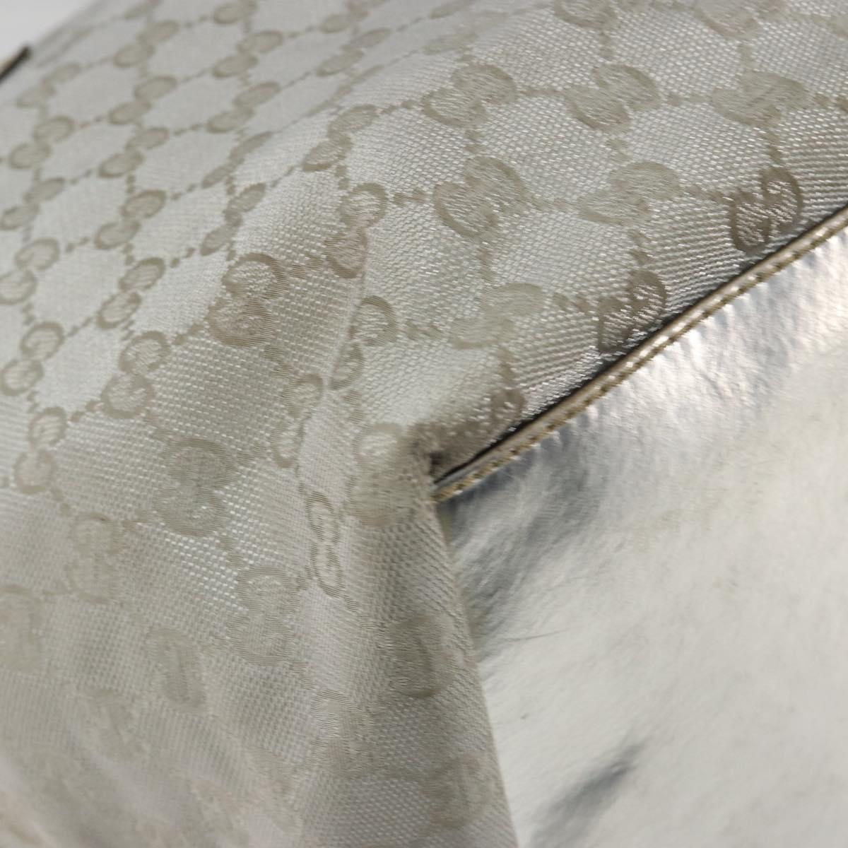 GUCCI GG Canvas Tote Bag Silver 131231 Auth ka5118