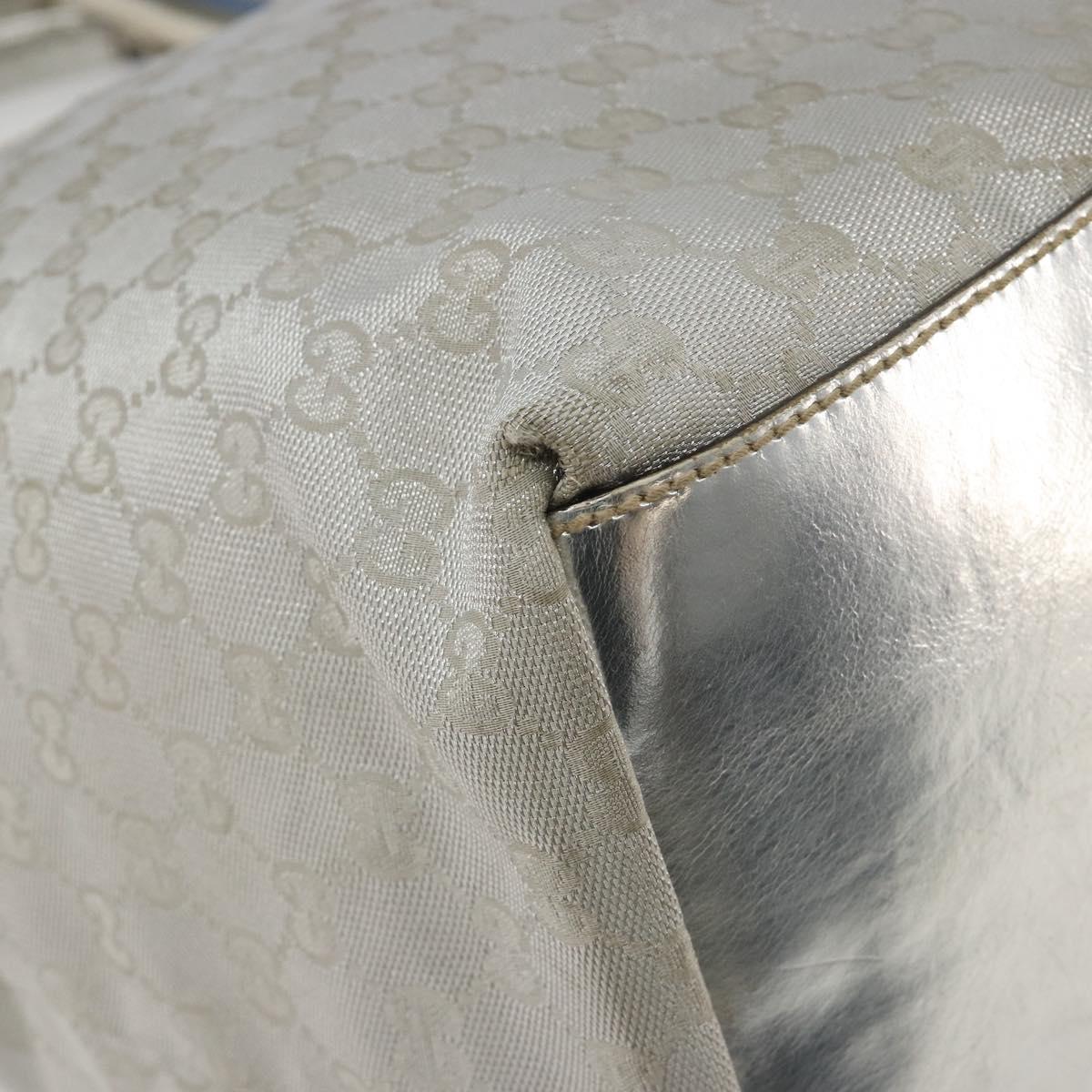 GUCCI GG Canvas Tote Bag Silver 131231 Auth ka5118