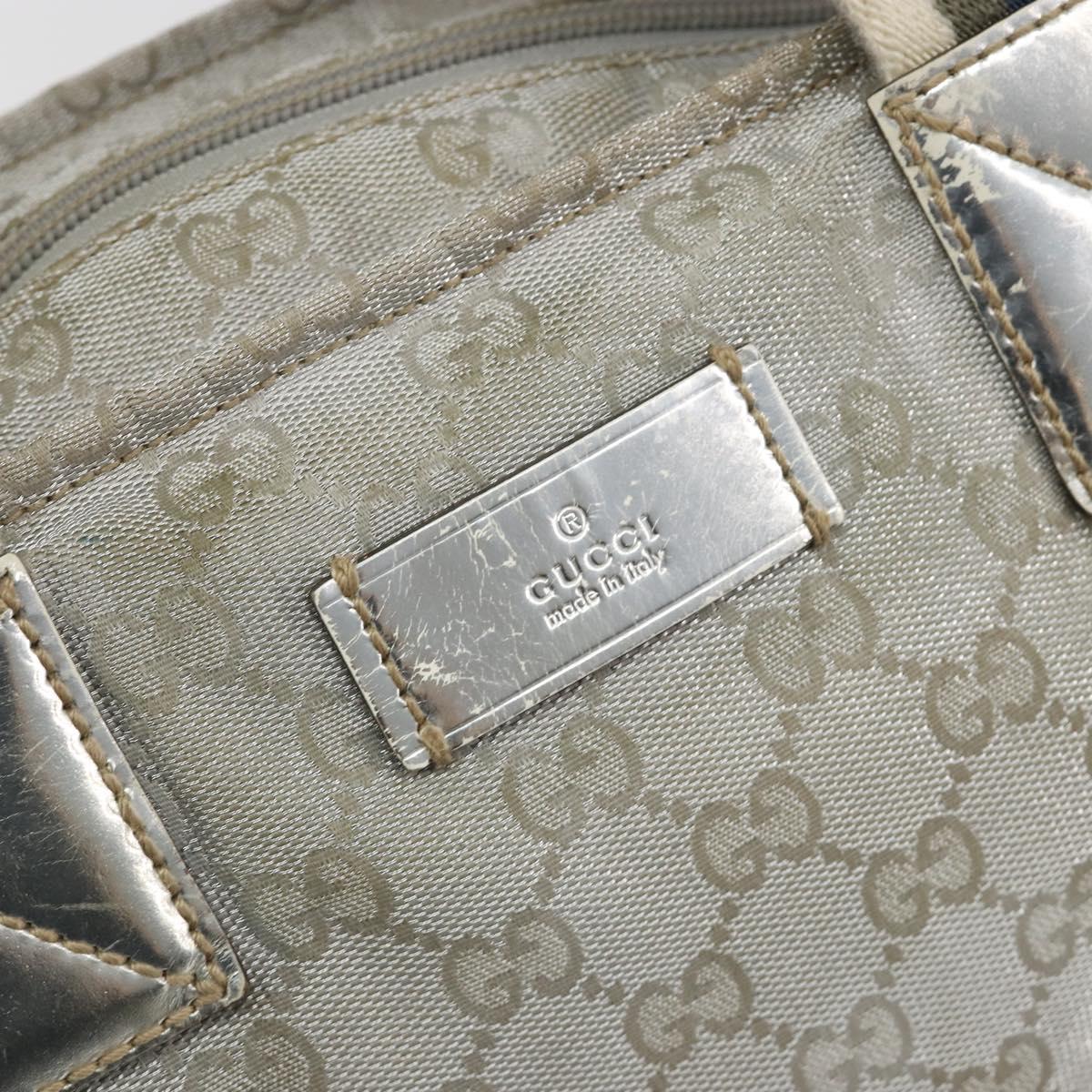 GUCCI GG Canvas Tote Bag Silver 131231 Auth ka5118