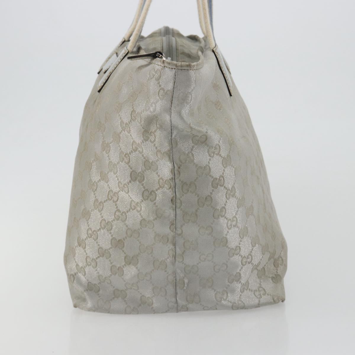 GUCCI GG Canvas Tote Bag Silver 131231 Auth ka5118