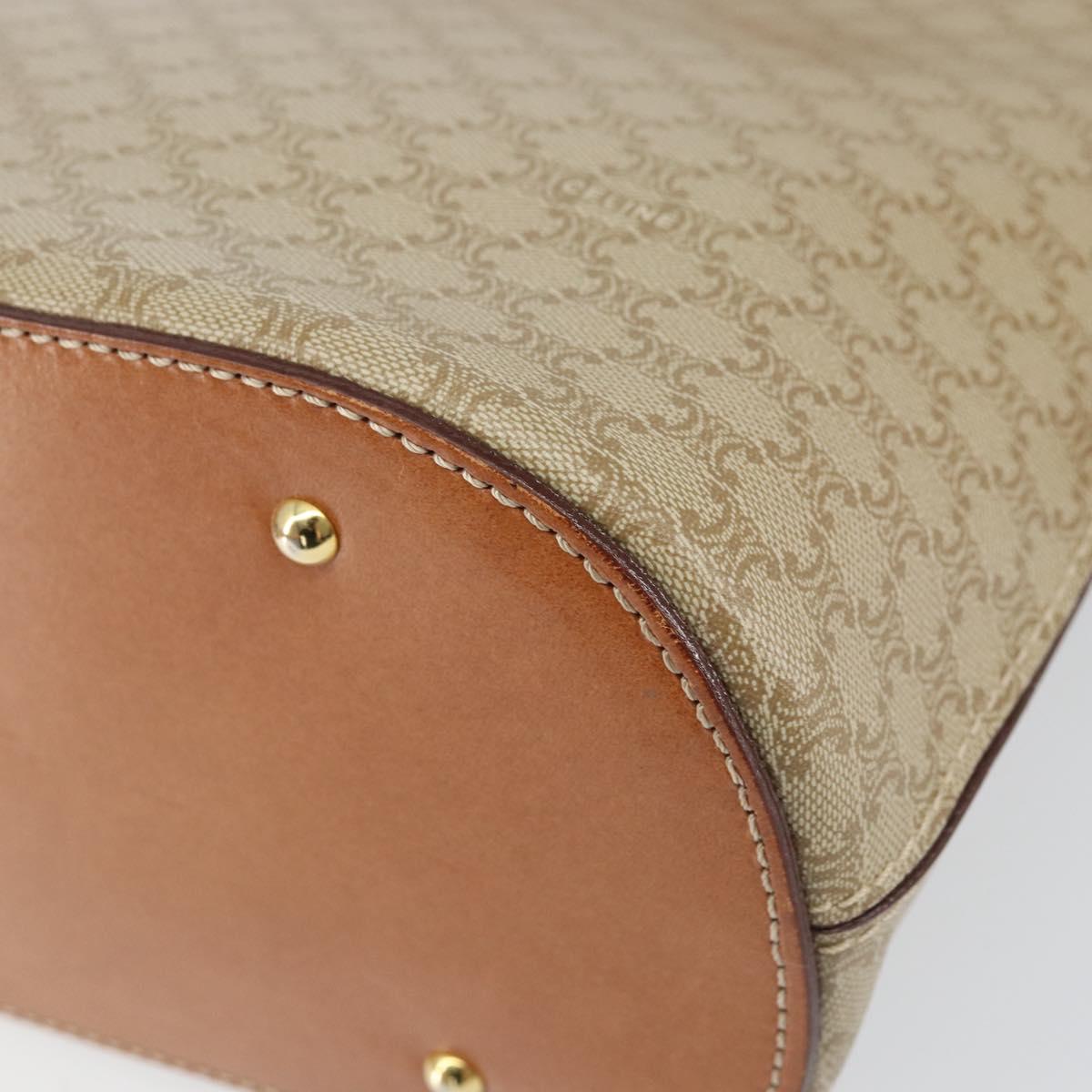 CELINE Macadam Canvas Hand Bag PVC 2way Beige Gold Auth ka512