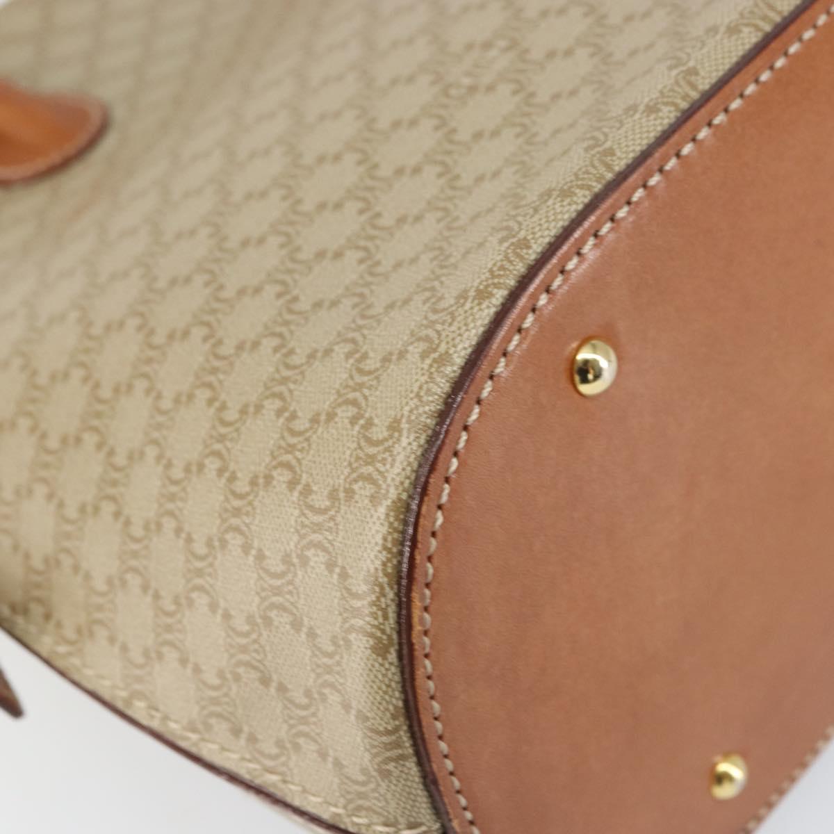CELINE Macadam Canvas Hand Bag PVC 2way Beige Gold Auth ka512
