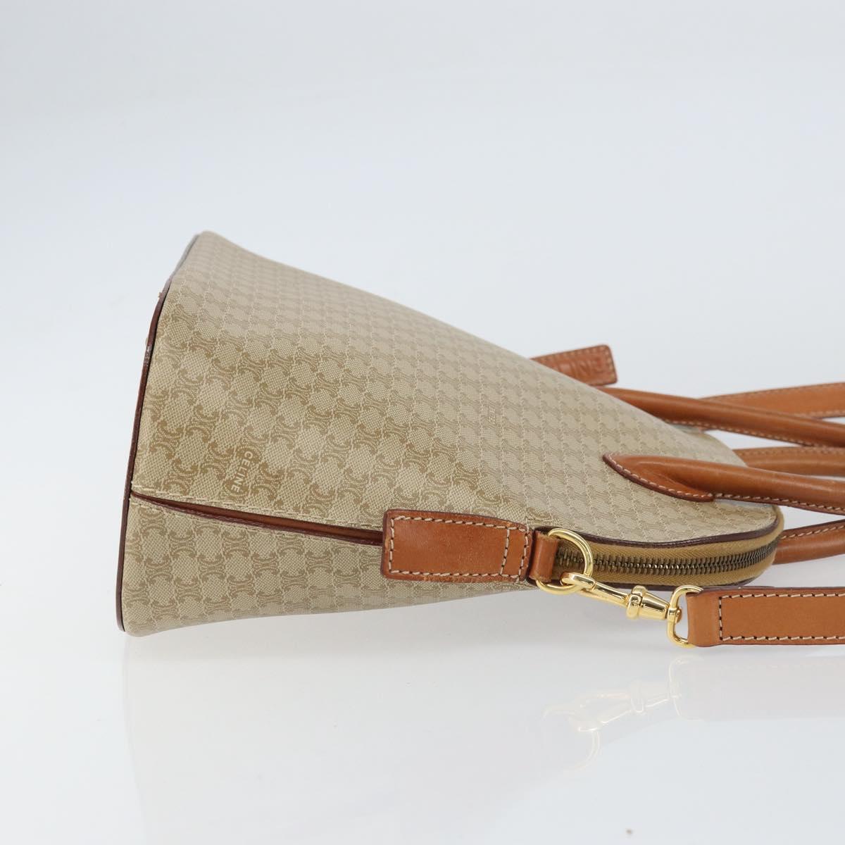 CELINE Macadam Canvas Hand Bag PVC 2way Beige Gold Auth ka512