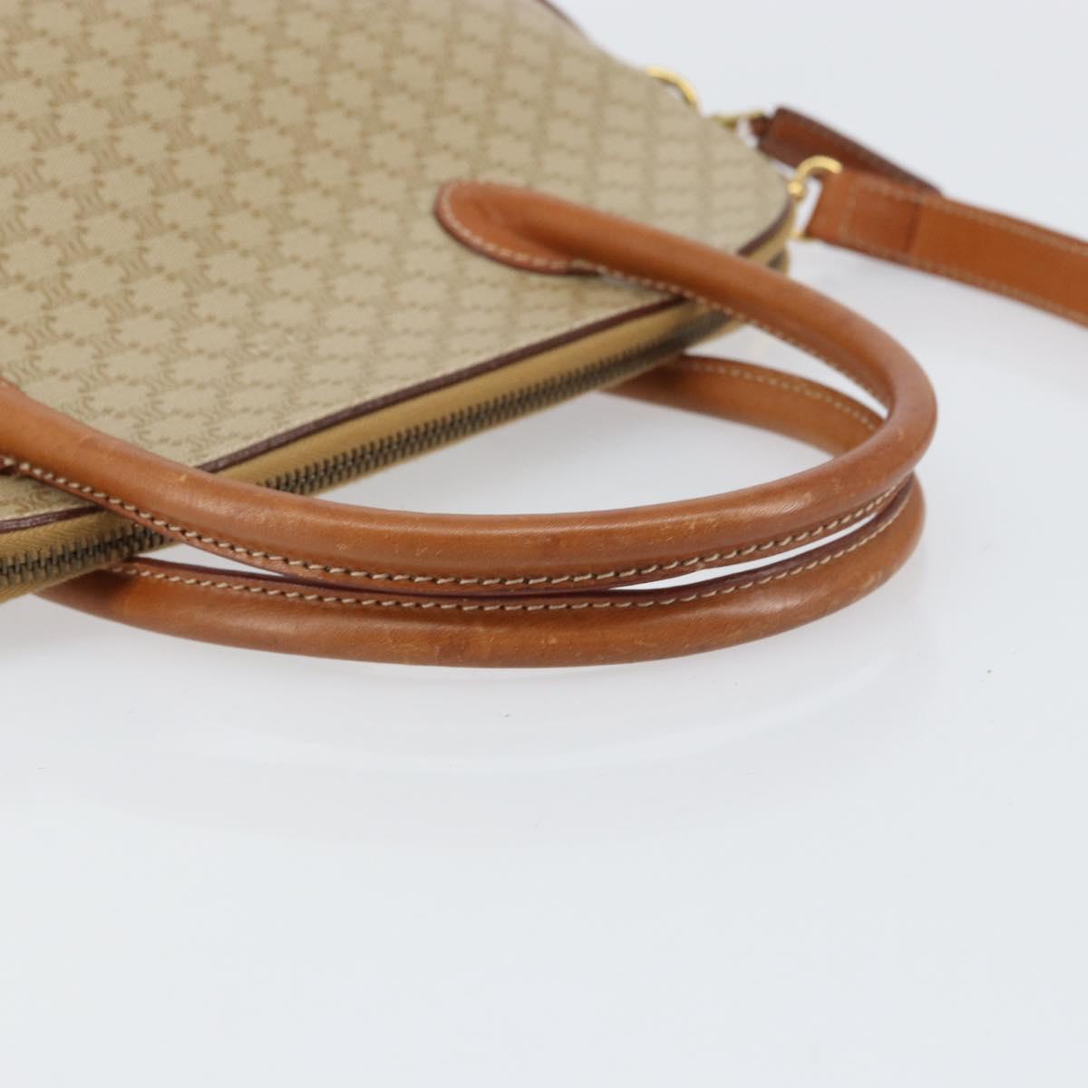 CELINE Macadam Canvas Hand Bag PVC 2way Beige Gold Auth ka512