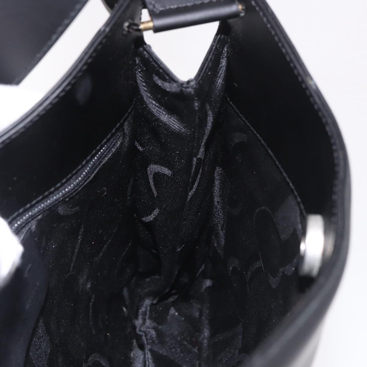 Salvatore Ferragamo Shoulder Bag Patent Black Silver Auth ka5122A