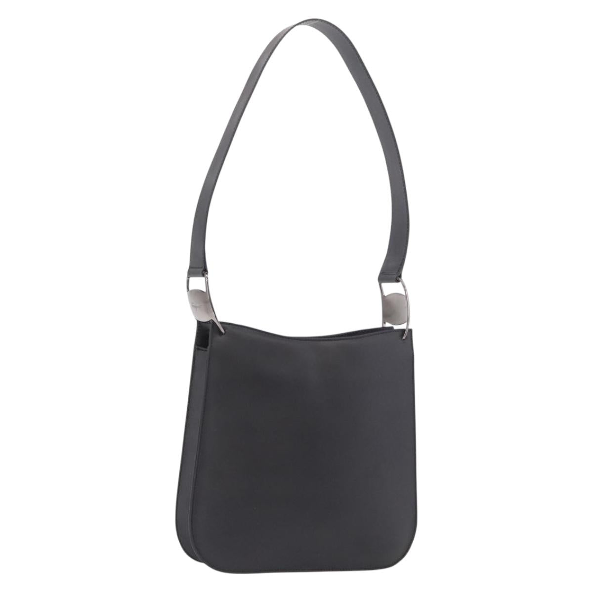 Salvatore Ferragamo Shoulder Bag Patent Black Silver Auth ka5122A