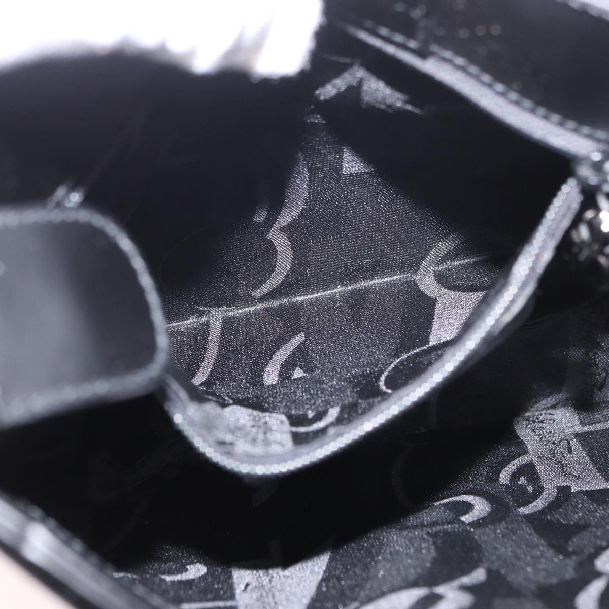 Salvatore Ferragamo Shoulder Bag Patent Black Silver Auth ka5122A