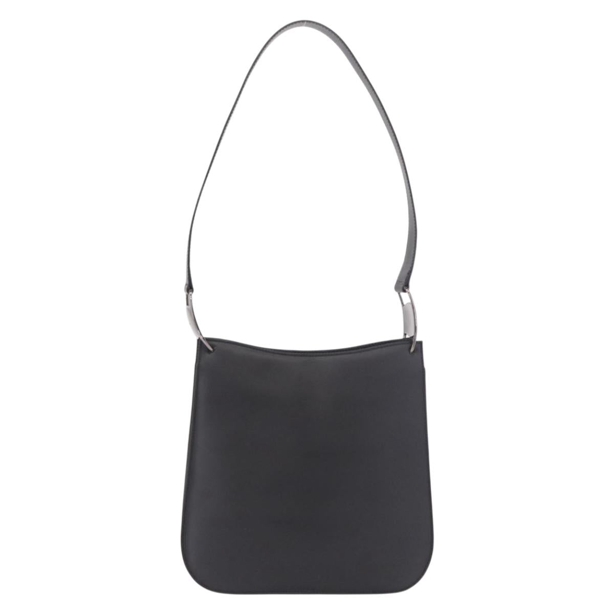 Salvatore Ferragamo Shoulder Bag Patent Black Silver Auth ka5122A