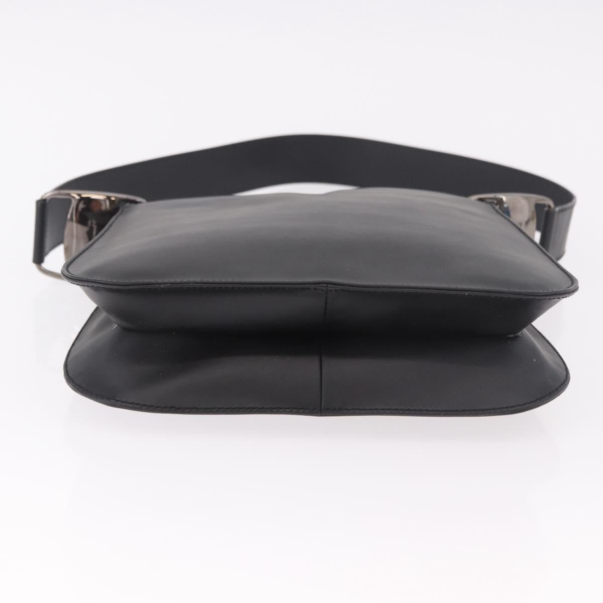 Salvatore Ferragamo Shoulder Bag Patent Black Silver Auth ka5122A