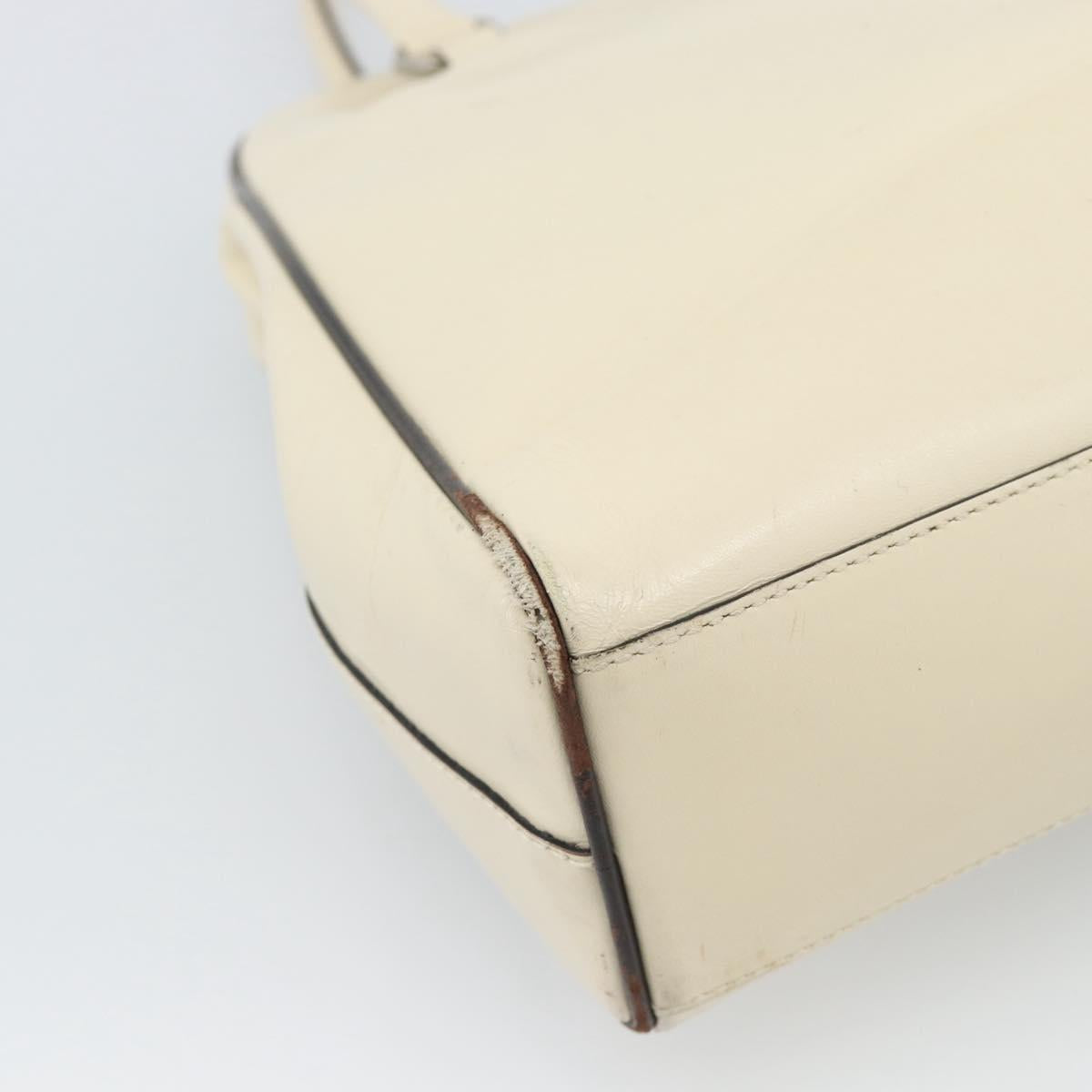 PRADA Tote Bag Leather Beige Silver Auth ka5123