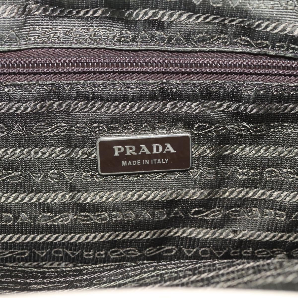 PRADA Tote Bag Leather Beige Silver Auth ka5123