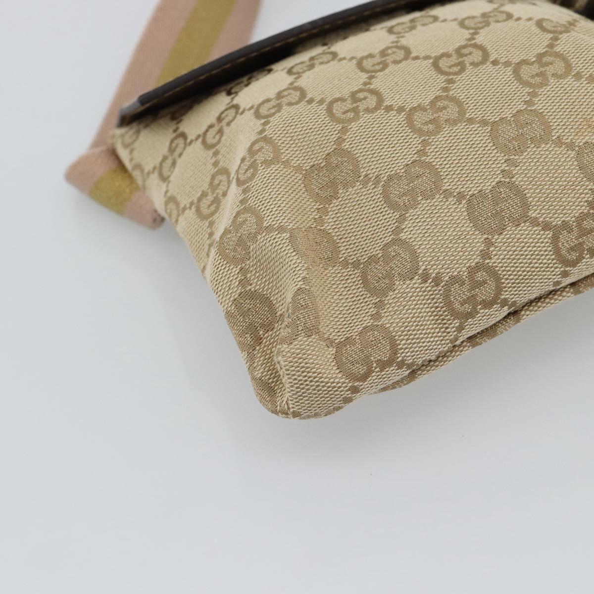 GUCCI GG Canvas Waist Bag Beige Gold 28566 Auth ka5124