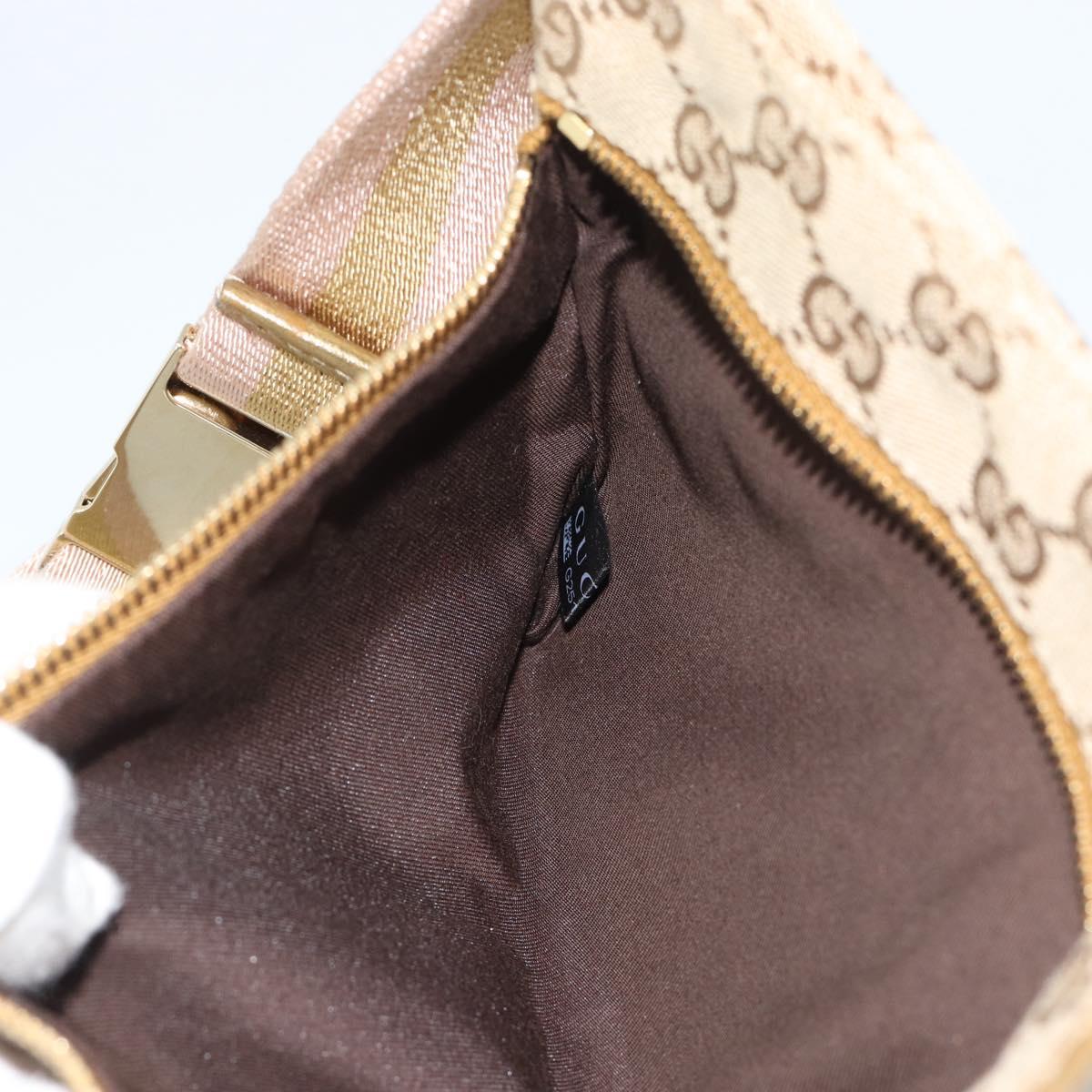 GUCCI GG Canvas Waist Bag Beige Gold 28566 Auth ka5124