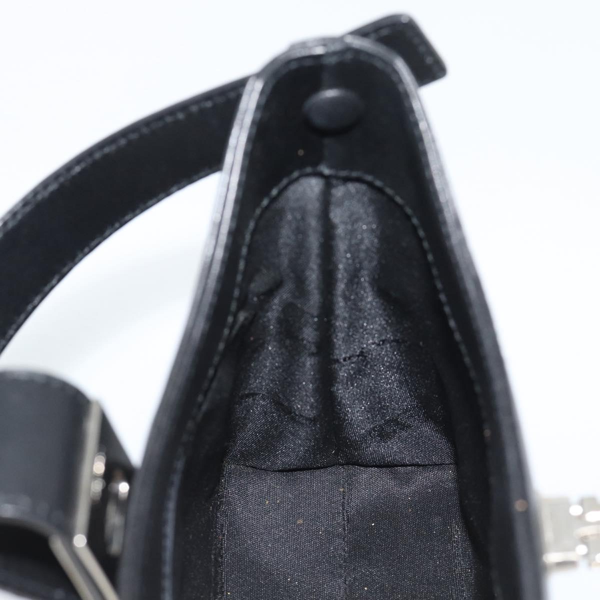 Salvatore Ferragamo Gancini Hand Bag Leather Black Silver Auth ka5126A