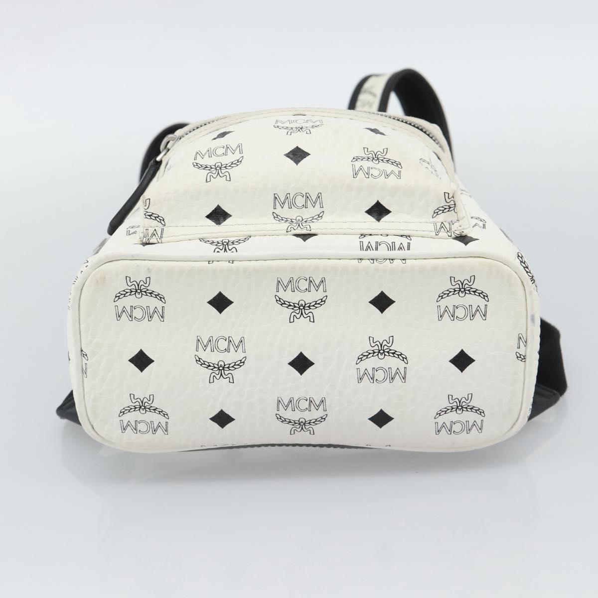 MCM Vicetos Backpack PVC Leather White Silver Auth ka5127