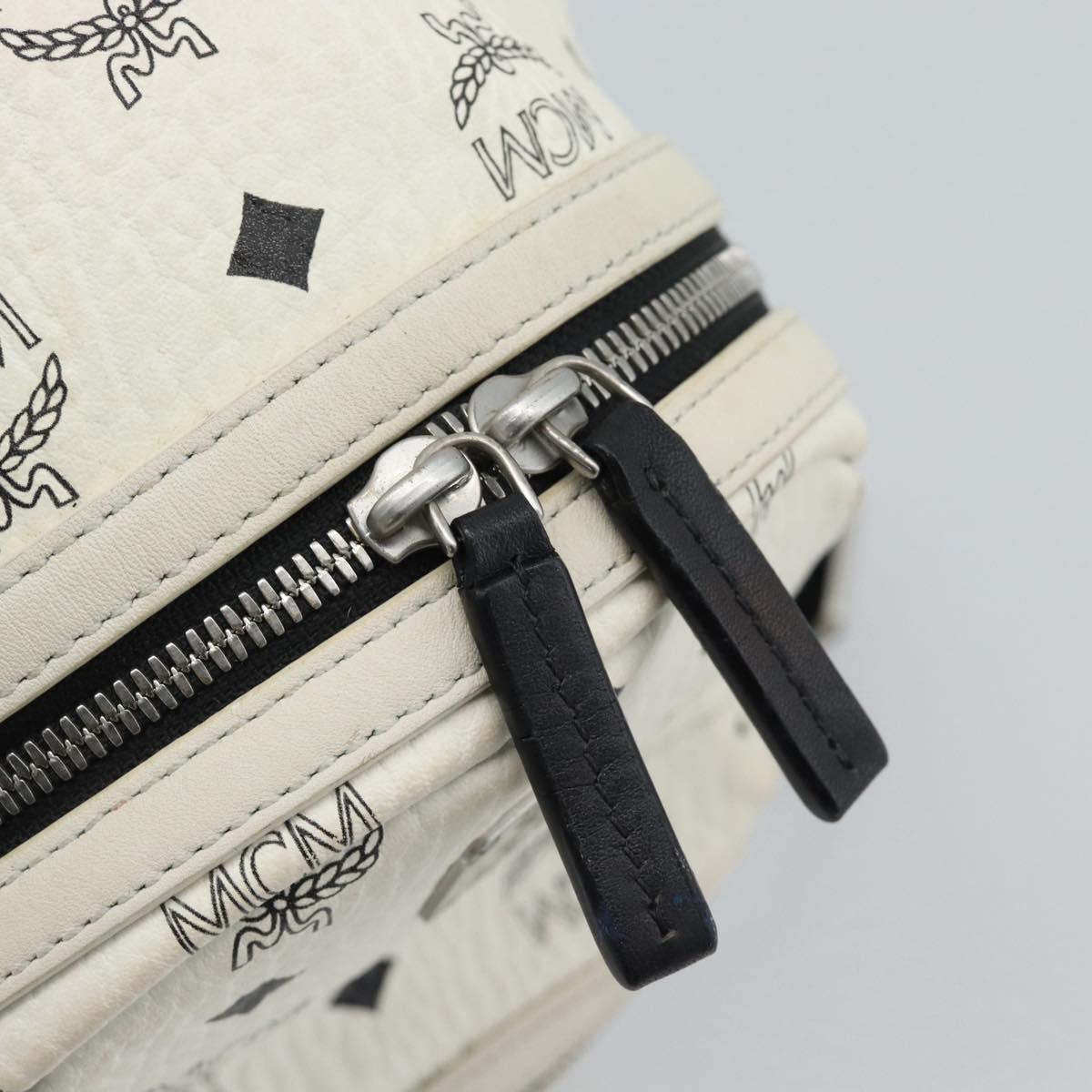 MCM Vicetos Backpack PVC Leather White Silver Auth ka5127