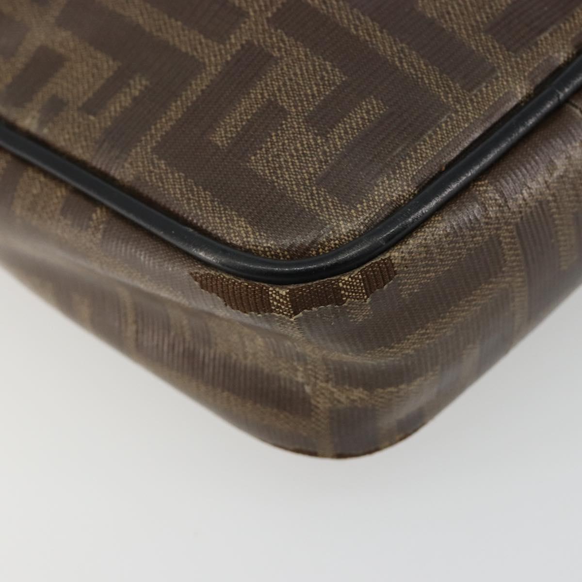FENDI Zucca Shoulder Bag PVC Leather Brown Silver 7VA456 Auth ka5128