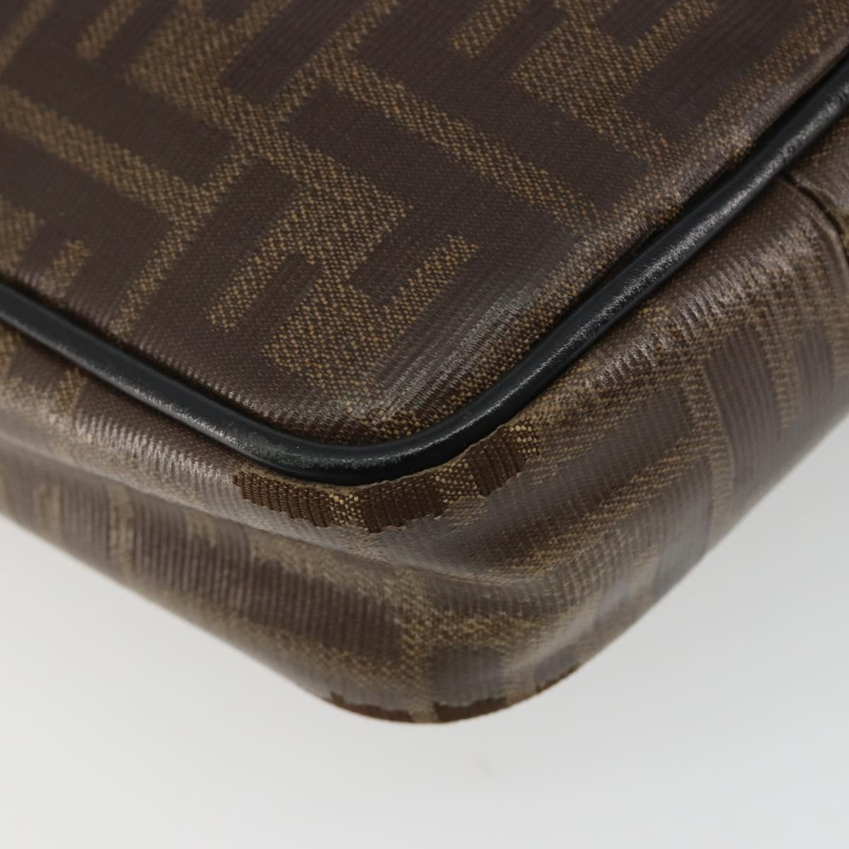 FENDI Zucca Shoulder Bag PVC Leather Brown Silver 7VA456 Auth ka5128